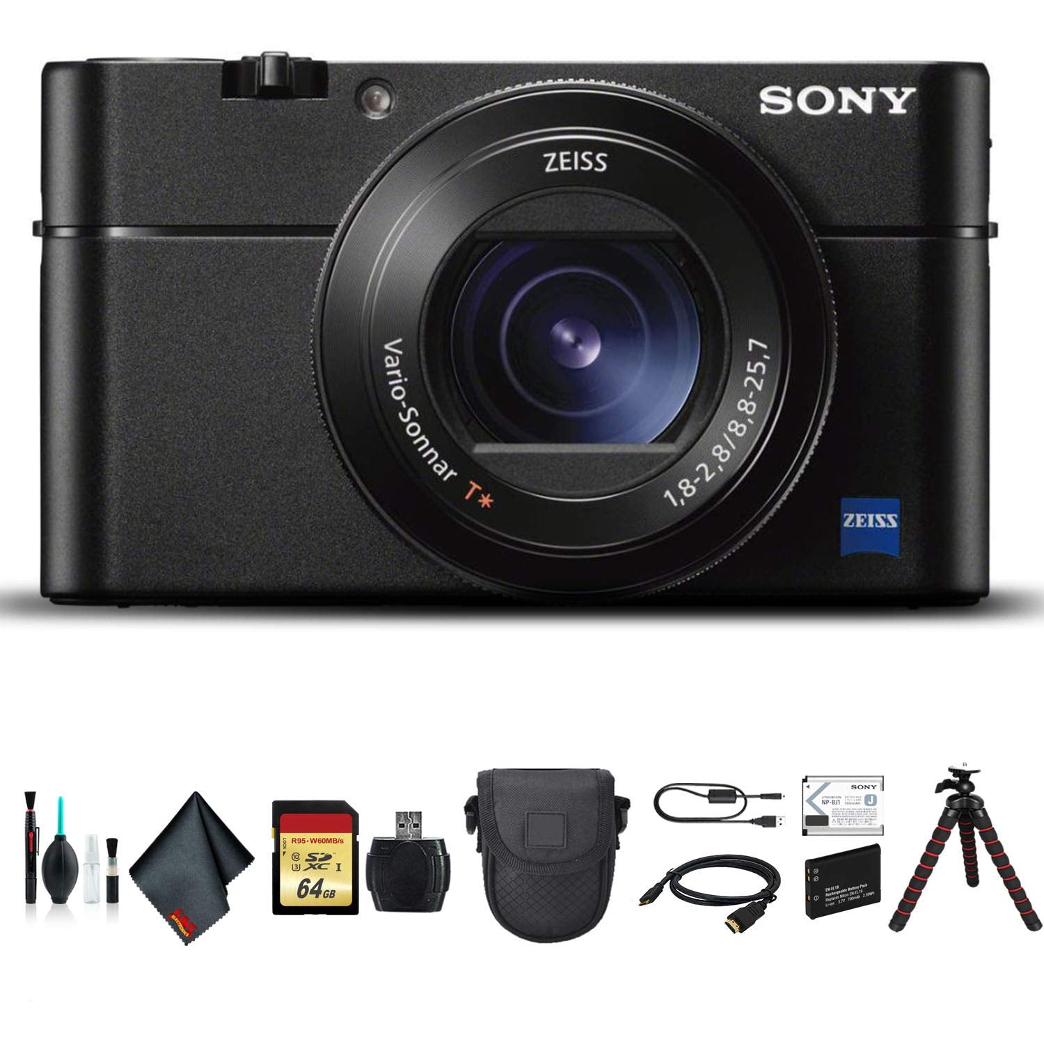 Sony Cyber-shot DSC-RX100 VA Camera DSC-RX100M5A/B With Soft Bag, Tripod, Additional Battery, 64GB Memory Card, Card Reader , Plus Essential Accessories