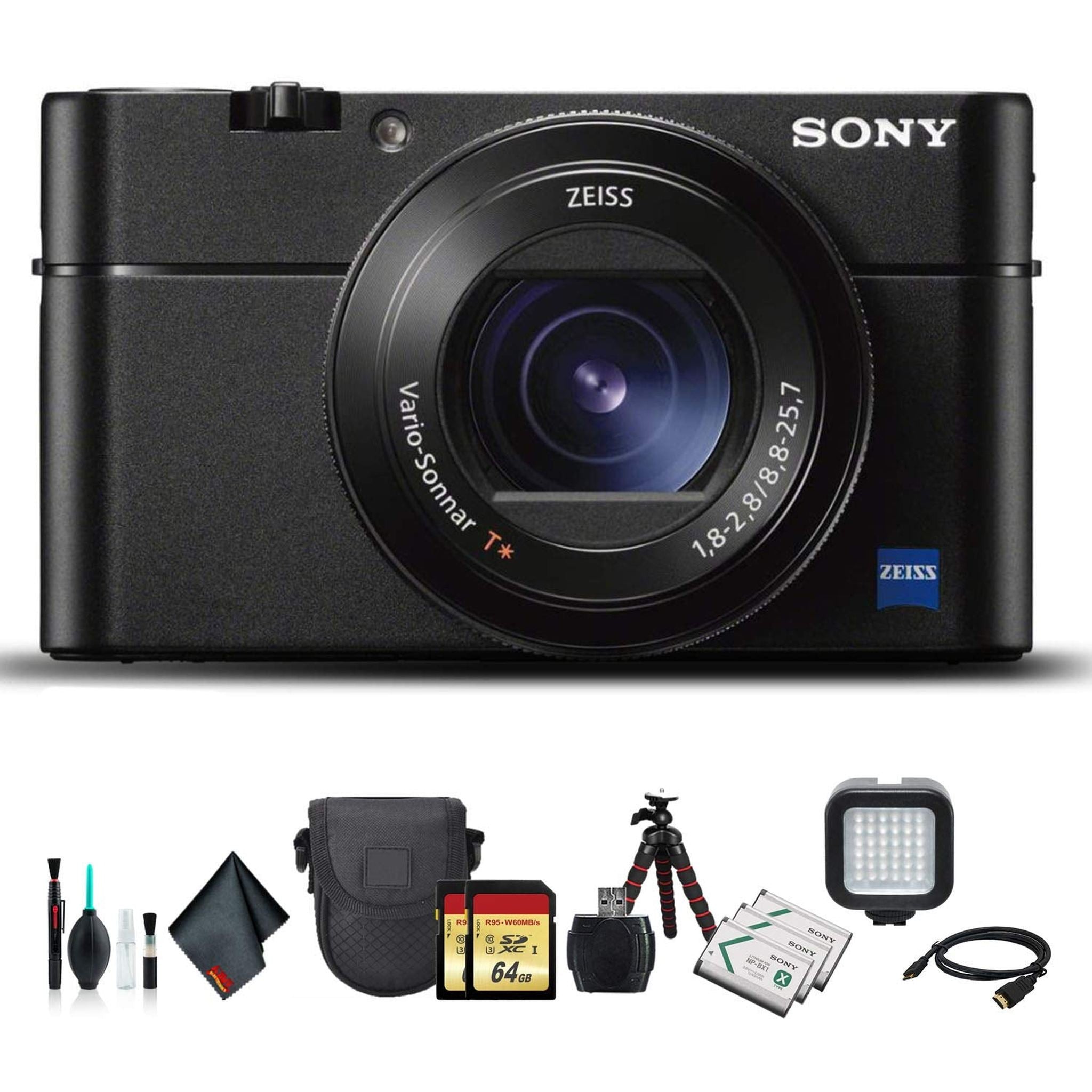 Sony Cyber-Shot DSC-RX100 VA Camera DSC-RX100M5A/B with Soft Bag, Tripod, 2X Extra Batteries, LED Light, 2X 64GB Memory - Used Sony