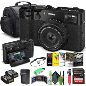 FUJIFILM X100VI Digital Camera Black 16821913 + 64GB Card + Advanced Bundle -