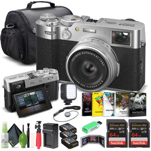 FUJIFILM X100VI Digital Camera Silver 16821822 + 2 x 64GB Card + Pro Bundle -