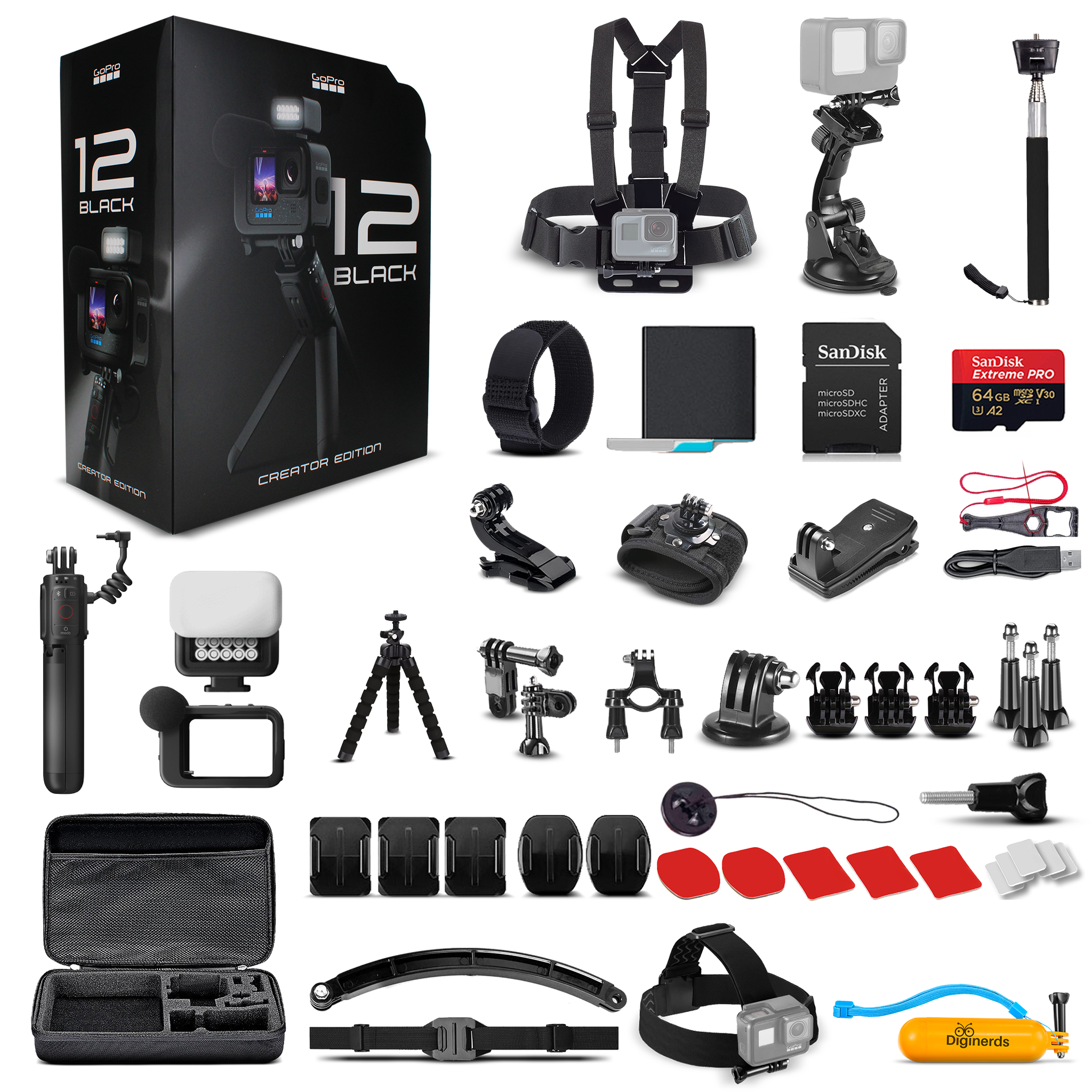 GoPro HERO12 Creator Edition - Action Camera + 64GB + 50 Piece Accessory Kit