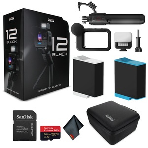 GoPro HERO 12 Creator Edition - with Volta Battery Grip, Tripod, Remote , Media Mod, Light Mod, Enduro Battery - Waterproof Action Camera + 64GB Extreme Pro Card and Extra Battery