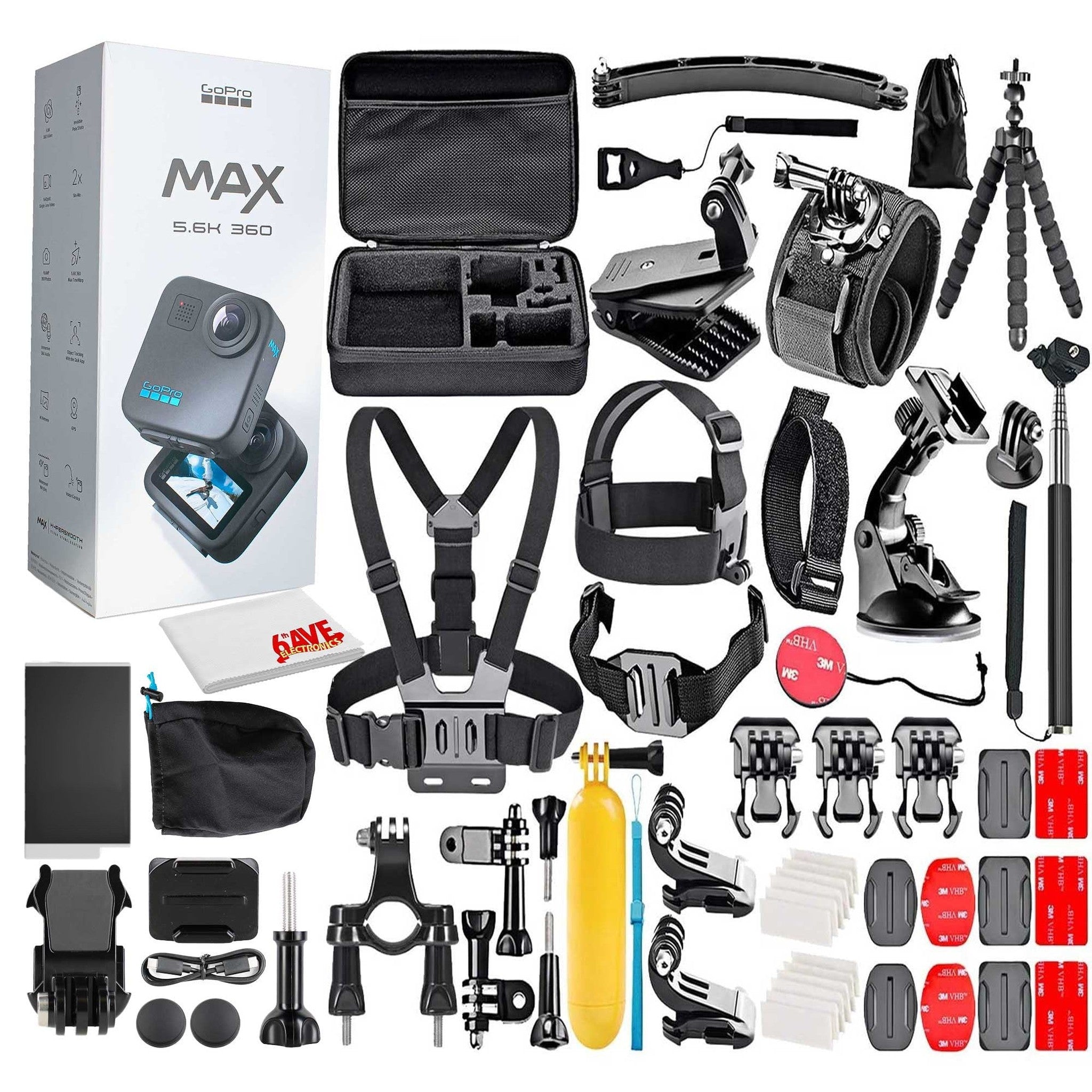 GoPro MAX 360 2025 Waterproof Action Camera With 50 Piece Accessory Kit GoPro