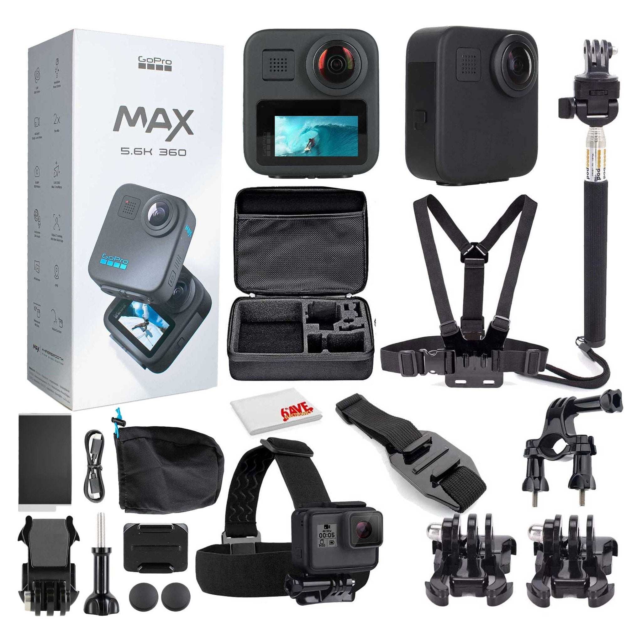 GoPro MAX 360 2025 Waterproof Action Camera With Mega Accessory Kit - Get Rolling Bundle GoPro