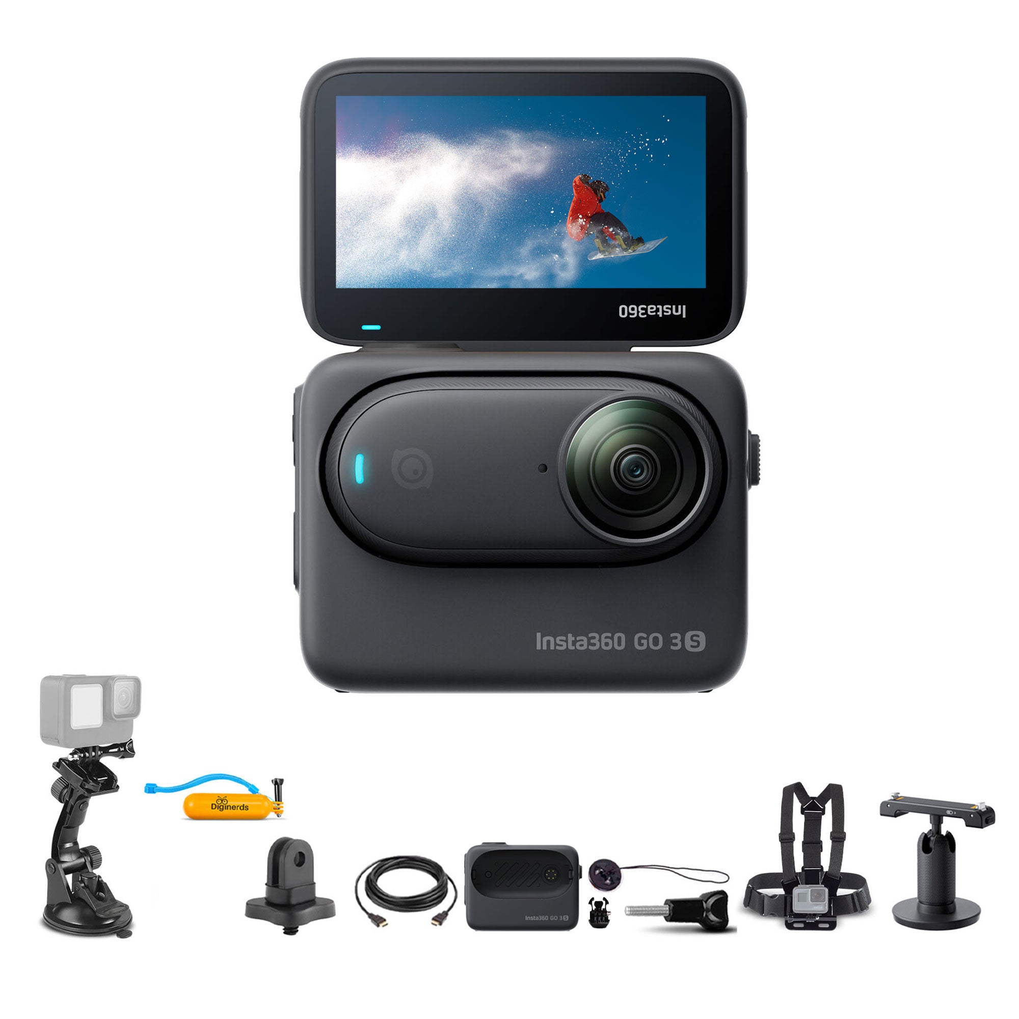 Insta360 GO 3S Small Action Camera (64GB) + 50-in-1 Accessory Kit - Black