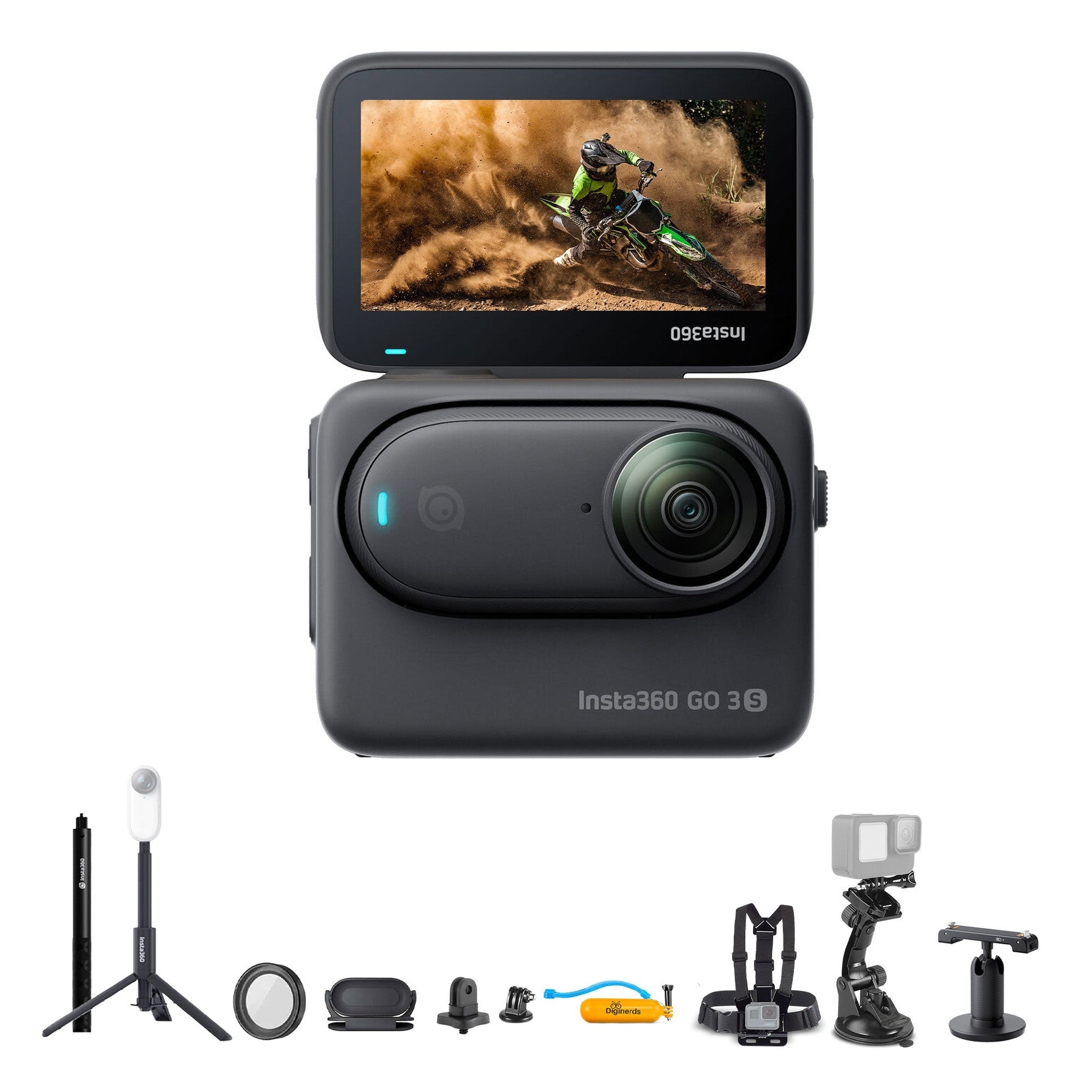 Insta360 GO 3S Small Action Camera 64GB + Selfie Stick + 50-in-1 Accessory Kit + More Insta360