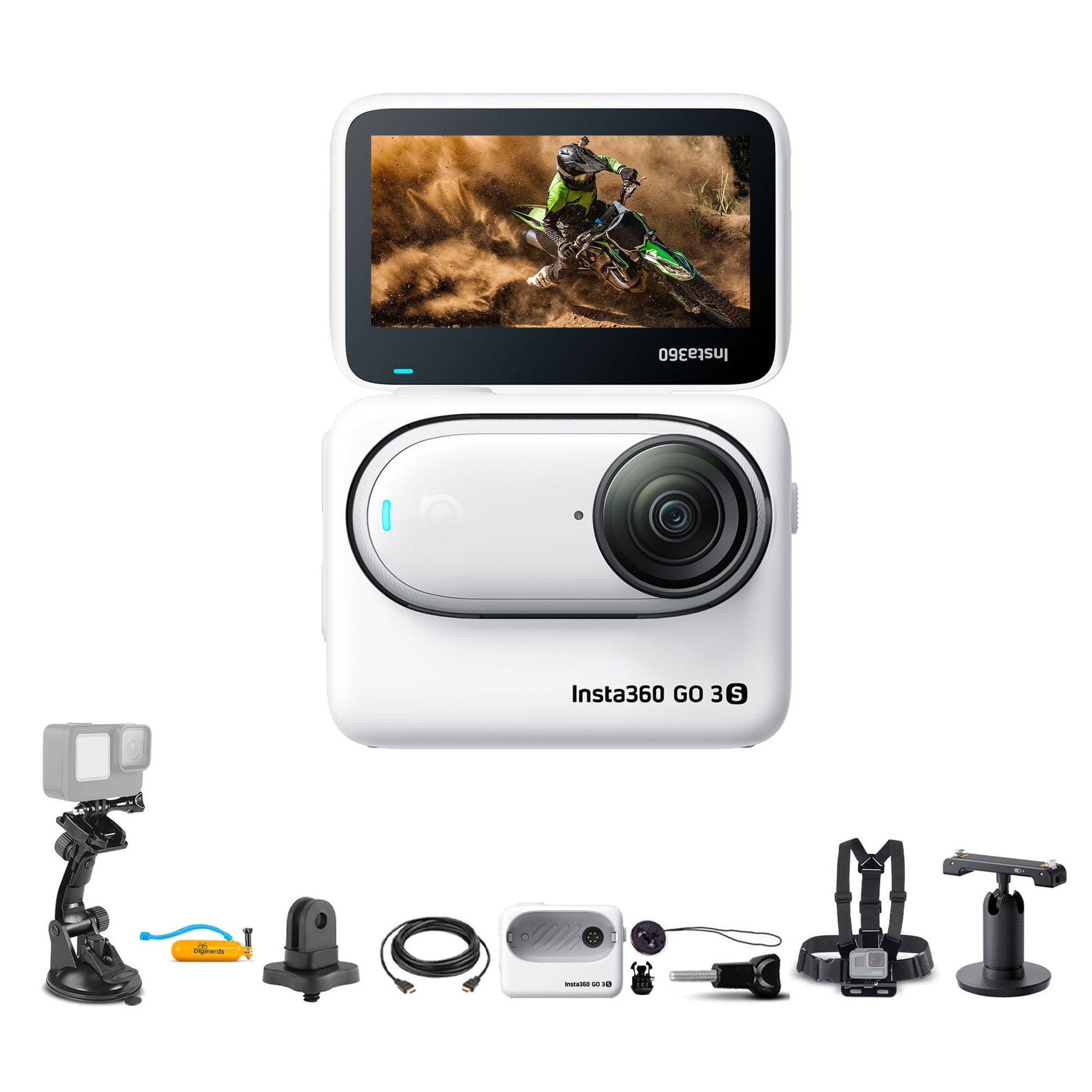 Insta360 GO 3S Small Action Camera 64GB + 50-in-1 Accessory Kit - White Insta360