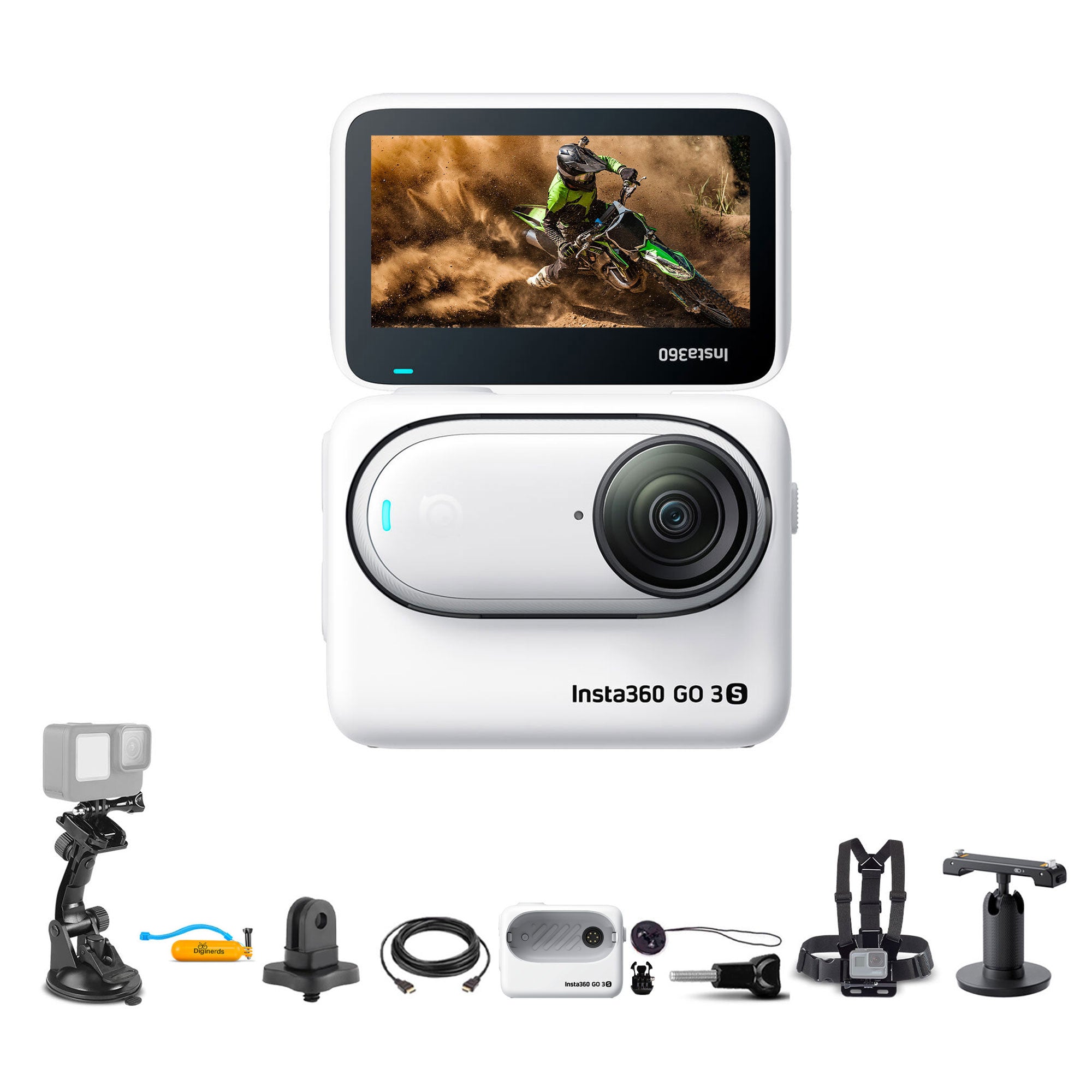 Insta360 GO 3S Small Action Camera 64GB + 50-in-1 Accessory Kit - White