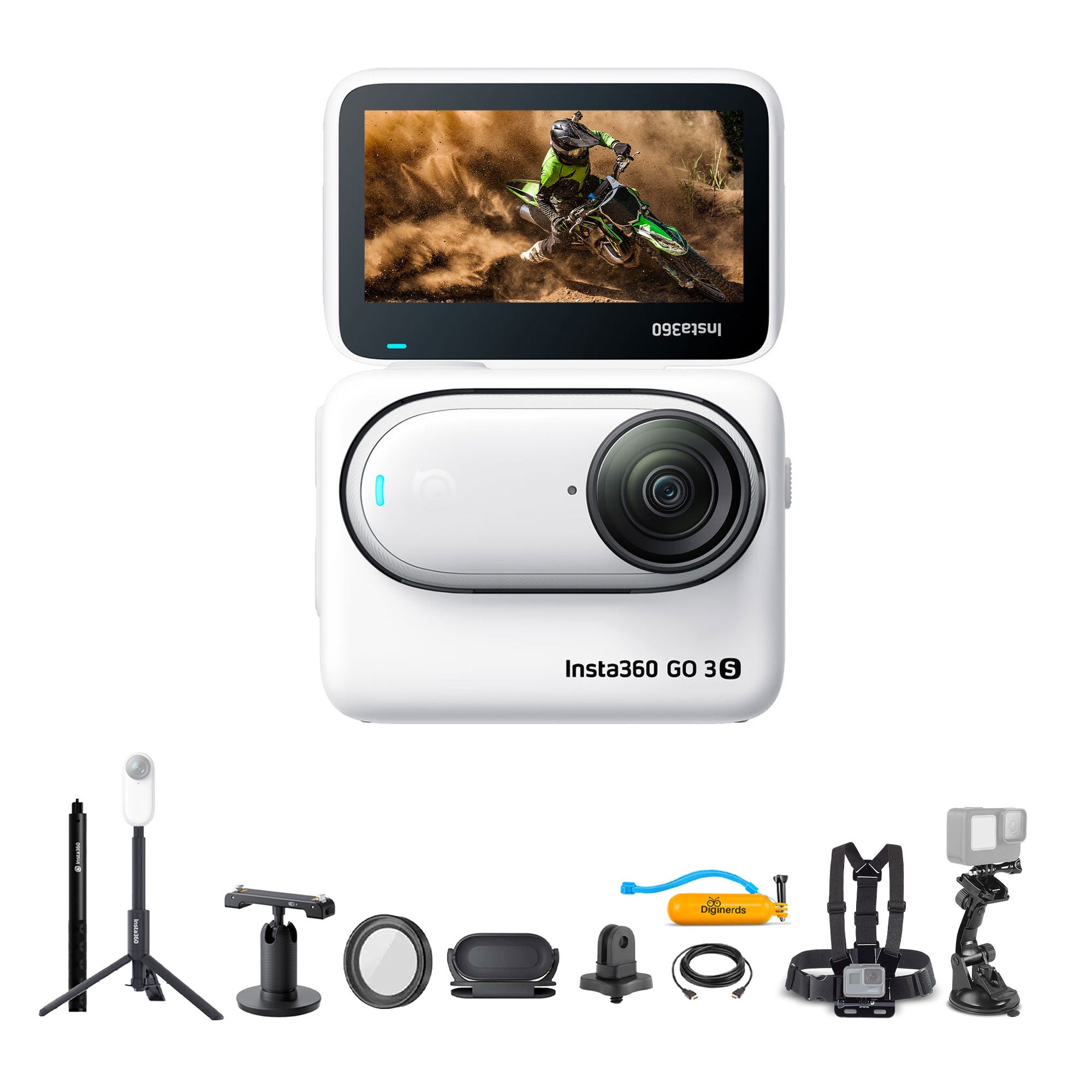 Insta360 GO 3S 128GB Edition + Selfie Stick + Tripod + 50-in-1 Accessory Kit + More