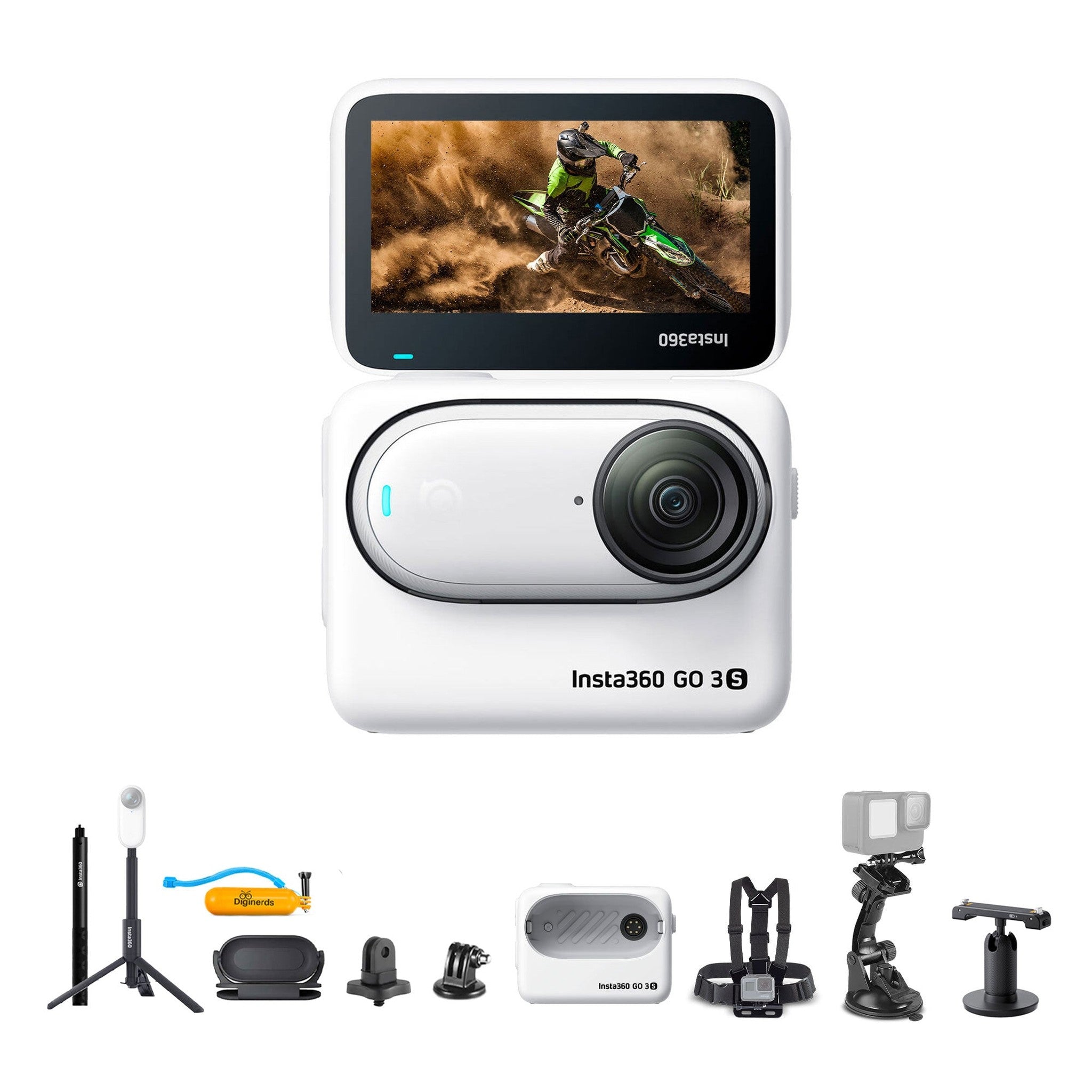 Insta360 GO 3S Small Action Camera 64GB + Selfie Stick + 50-in-1 Accessory Kit + More Insta360