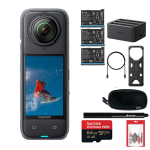 Insta360 X4 - Waterproof 360 Action Camera + 2 Extra Batteries + Charger + More Insta360