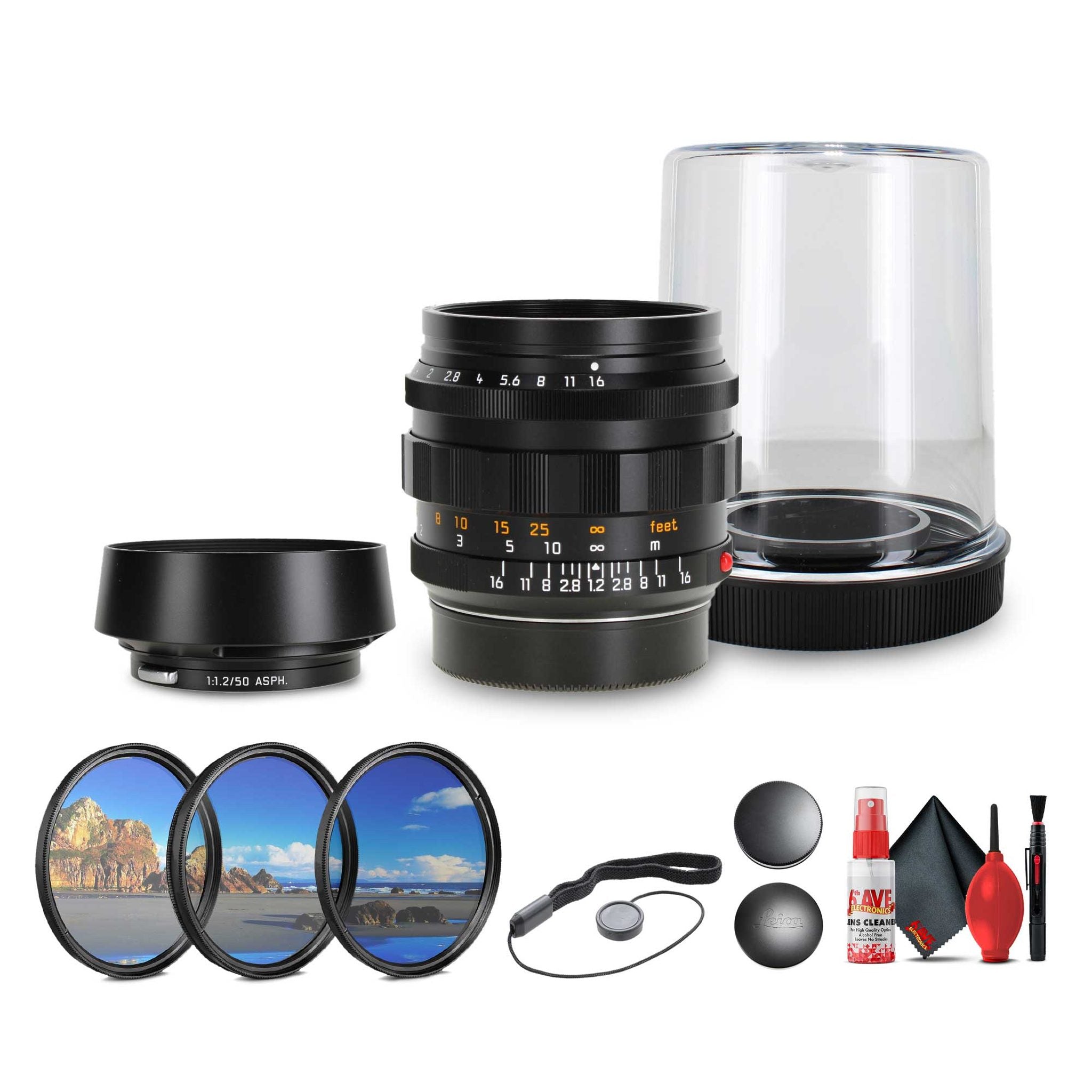 Leica Noctilux-M 50mm f/1.2 ASPH. Lens Black + Lens Filter Kit + Cleaning Kit + More Leica