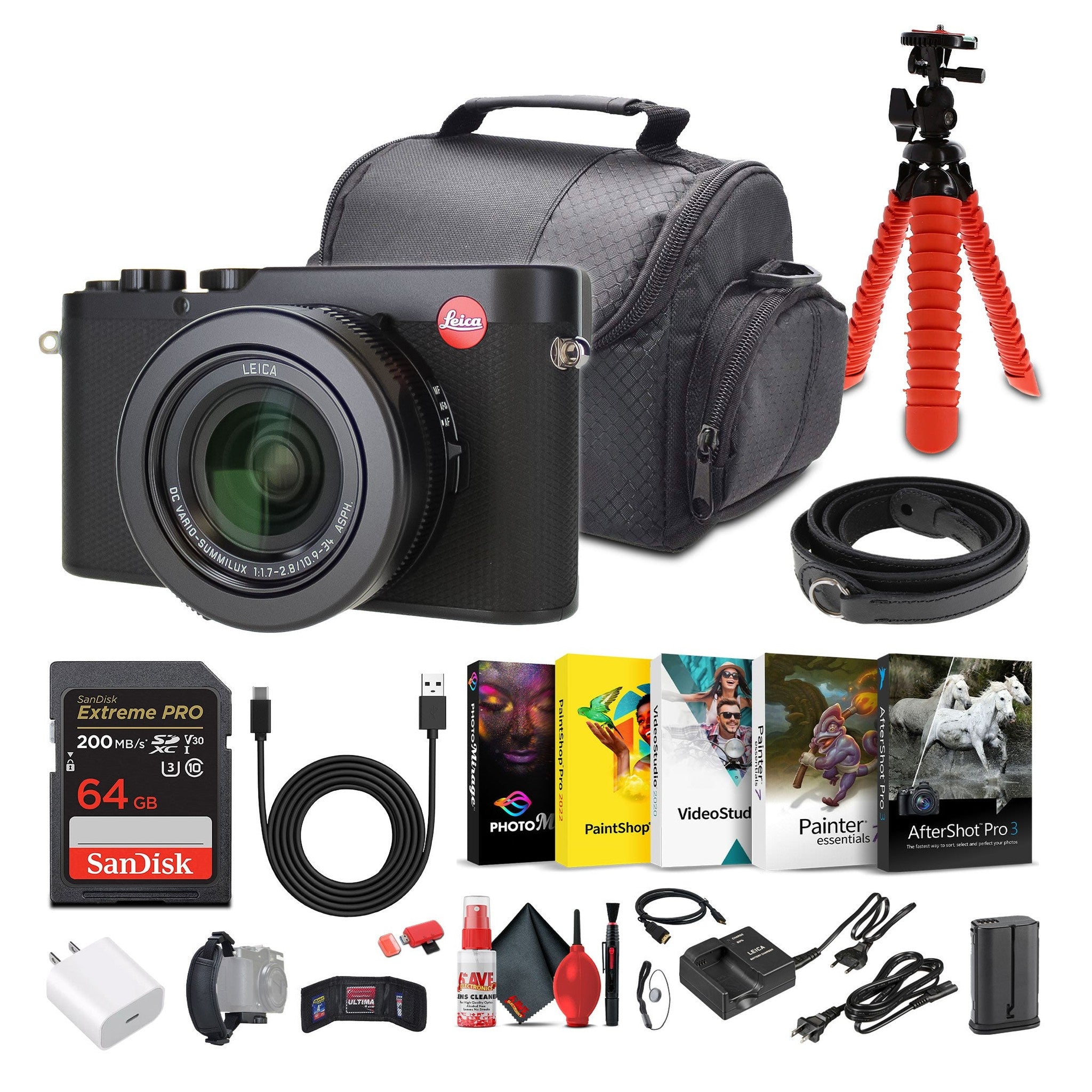 Leica D-Lux 8 Compact Digital Camera, 17MP 4/3" CMOS Sensor + 64GB Memory Card + More Leica