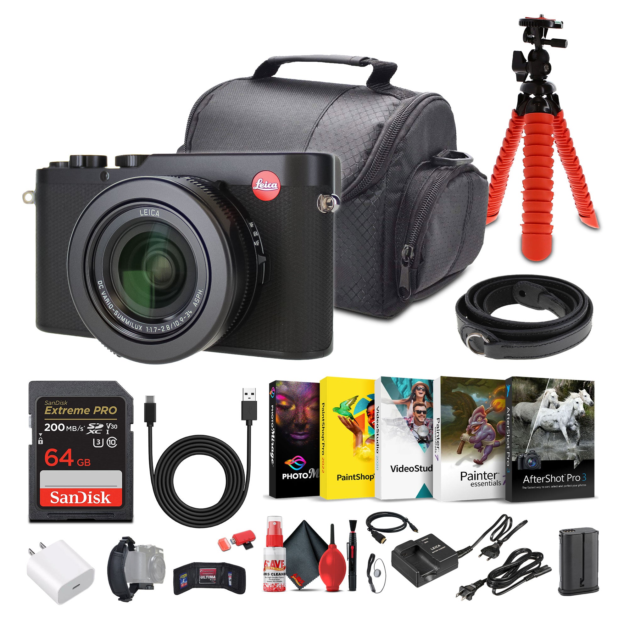 Leica D-Lux 8 Compact Digital Camera, 17MP 4/3" CMOS Sensor + 64GB Memory Card + More