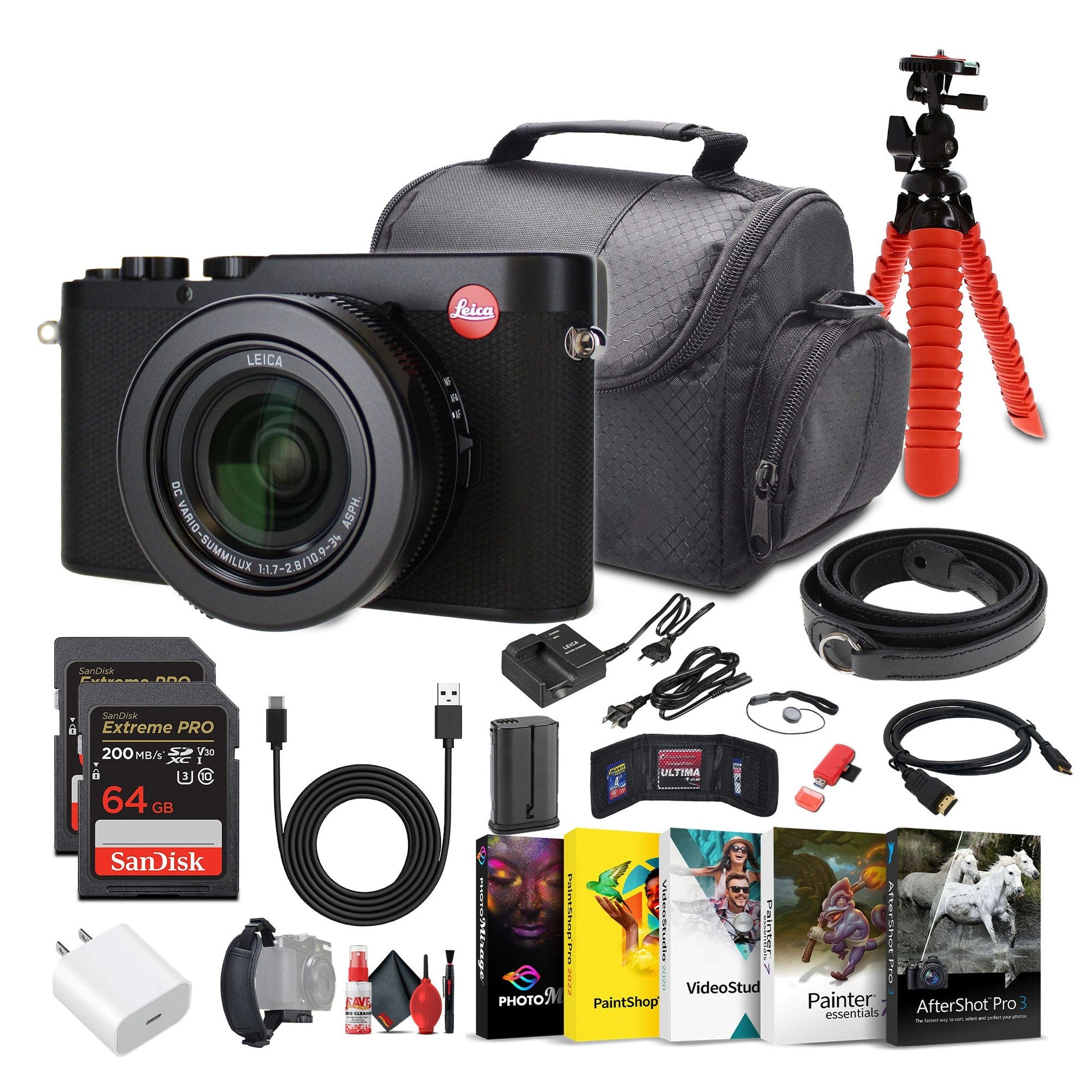 Leica D-Lux 8 Compact Digital Camera, 17MP 4/3" CMOS Sensor + 64GB Memory Card + More Leica