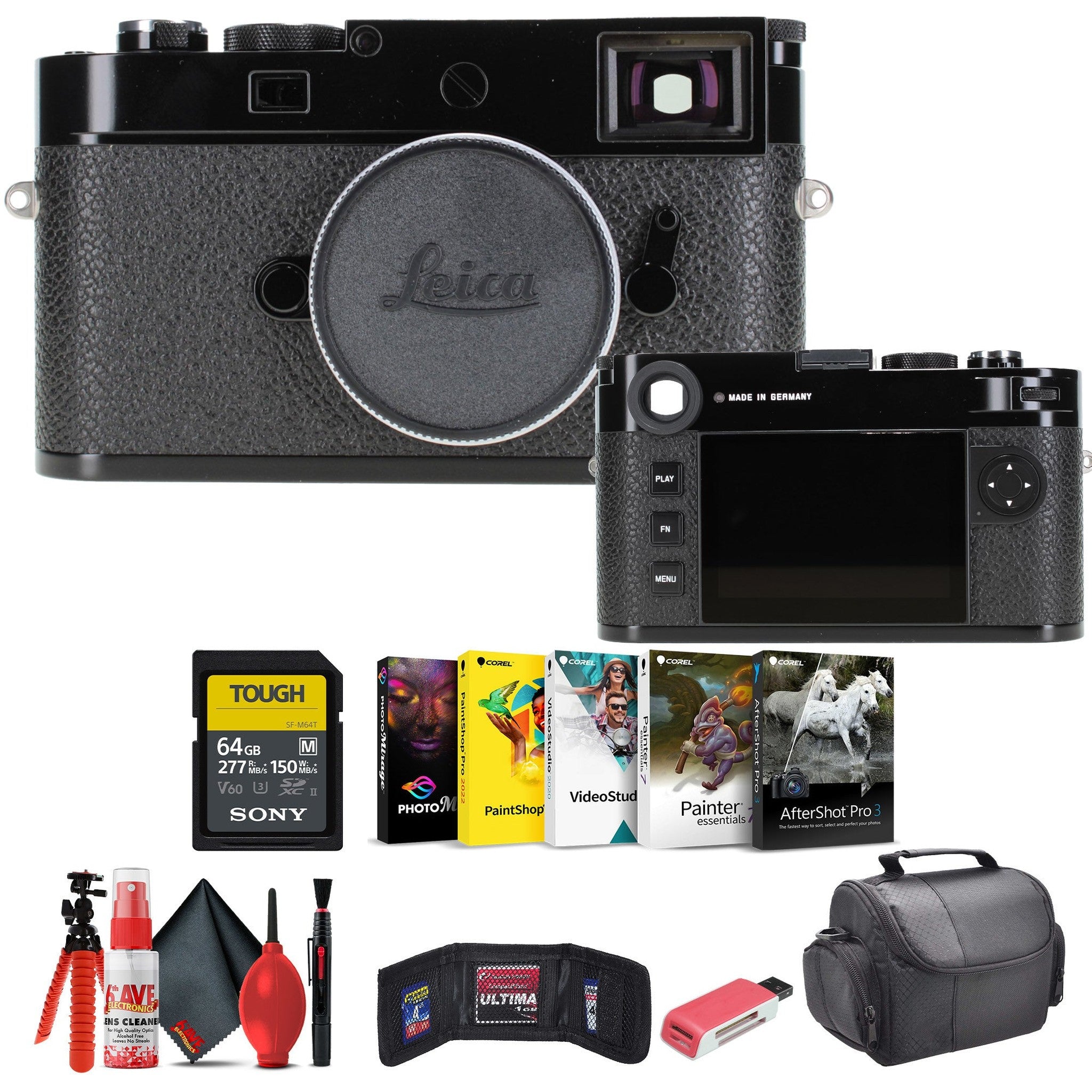 Leica M11 Rangefinder Camera Glossy Black + 64GB Memory Card + Corel Photo Software + More Leica