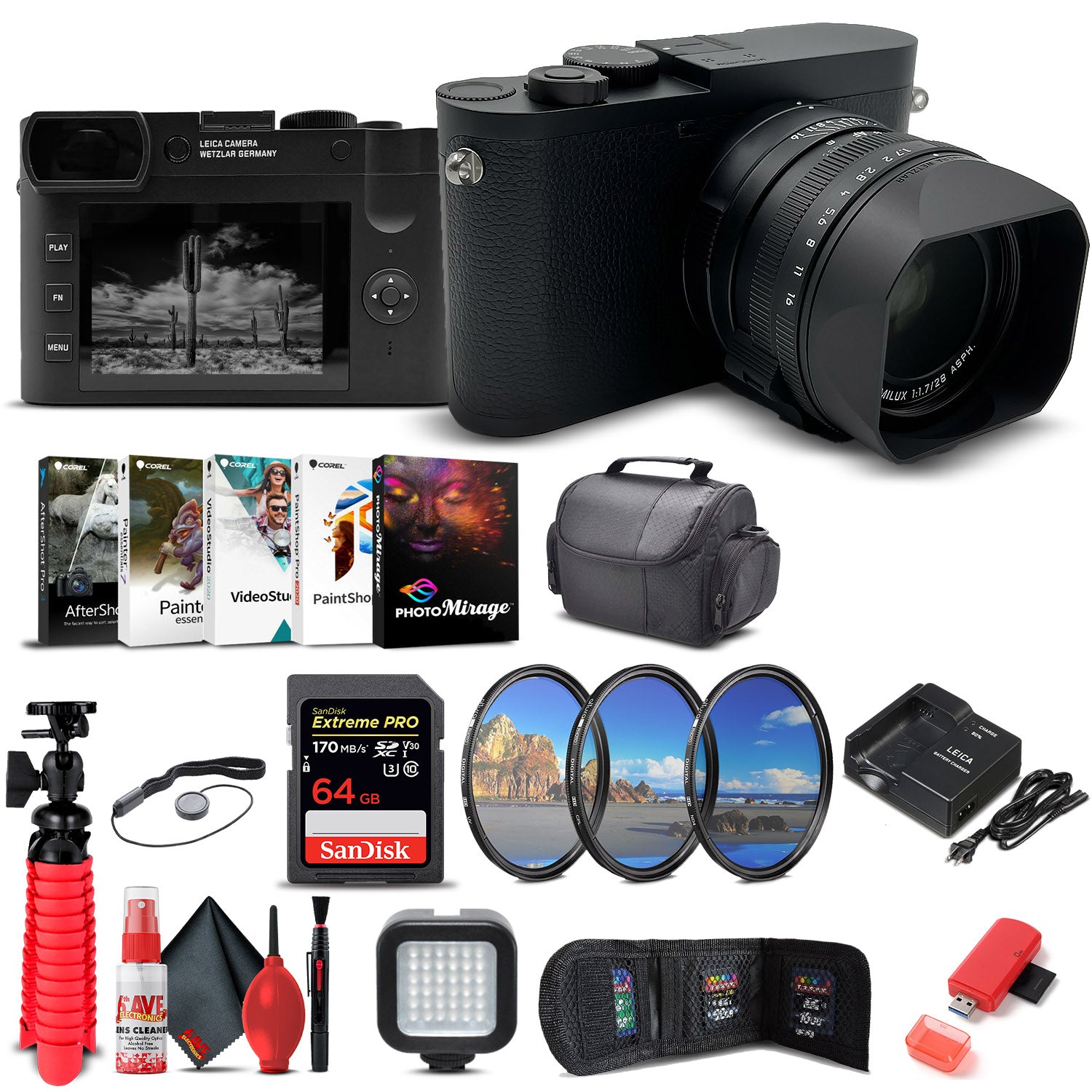 Leica Q2 Monochrom Digital Camera (19055) + 64GB Memory Card + More Bundle