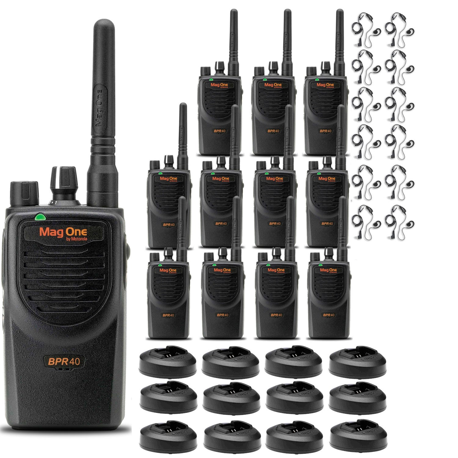 12 x Motorola BPR40 Mag One Series 4W 8-Channel UHF Two-Way Radio - Bundle