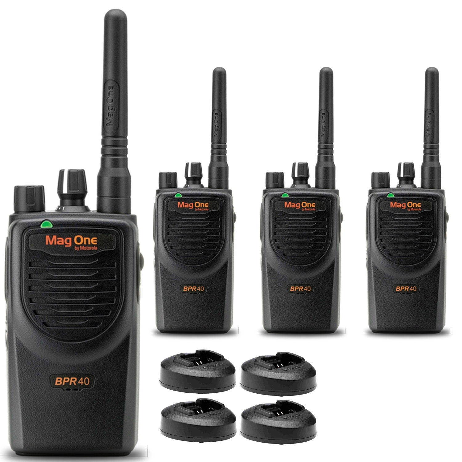 4 x Motorola BPR40 Mag One Series 4W 8-Channel UHF Two-Way Radio - Bundle