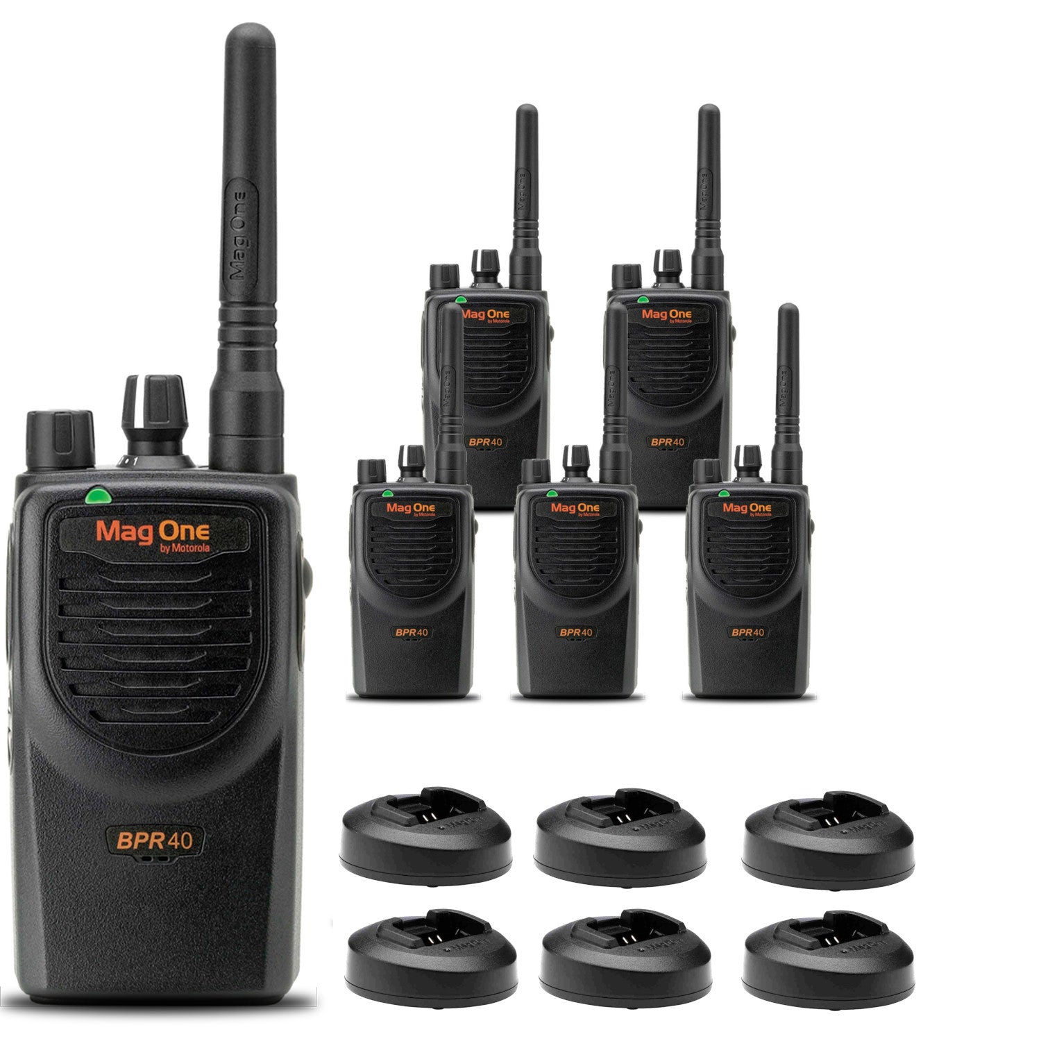 6 x Motorola BPR40 Mag One Series 4W 8-Channel UHF Two-Way Radio - Bundle