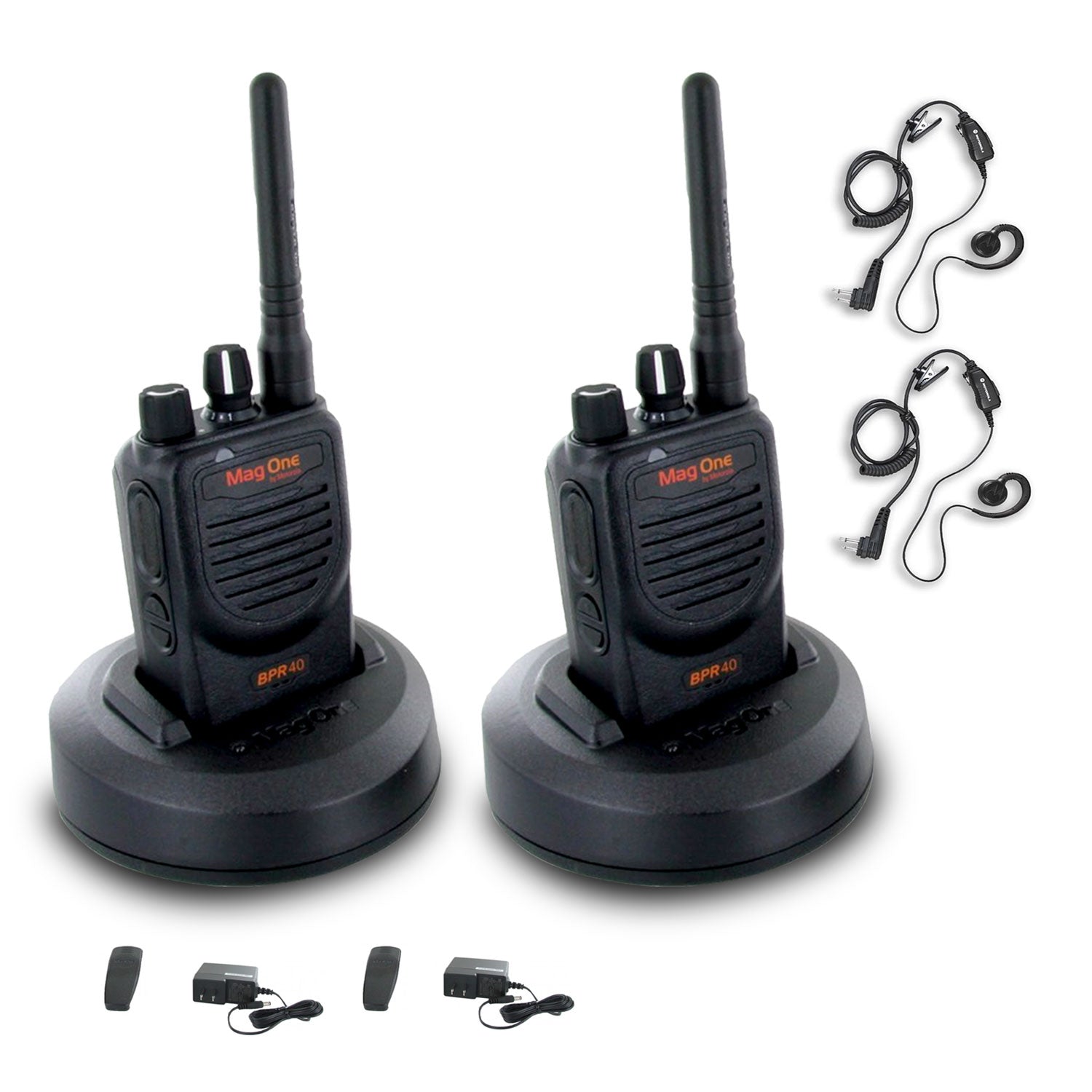 2 x Motorola BPR40 Mag One Series 4W 8-Channel UHF Two-Way Radio - Bundle