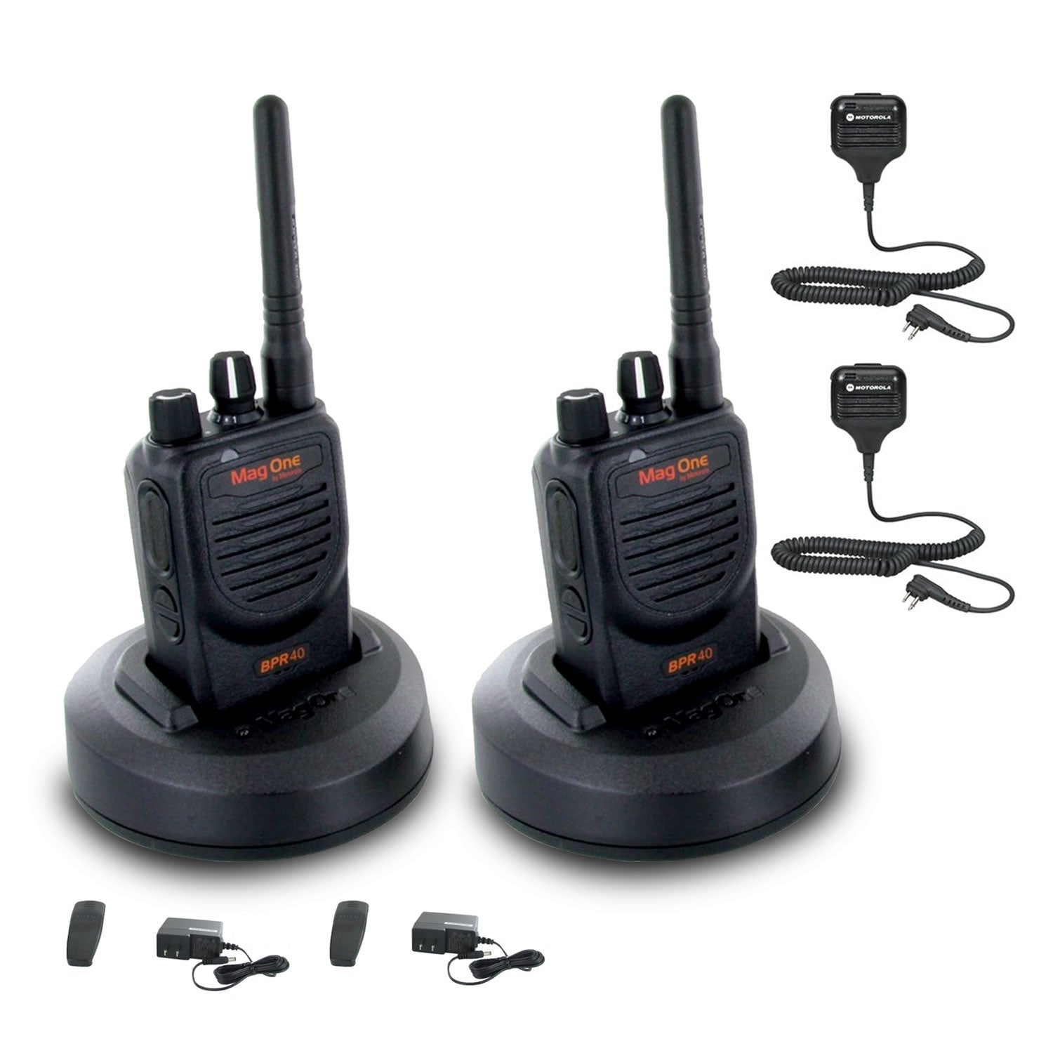 2 x Motorola BPR40 Mag One Series 4W 8-Channel UHF Two-Way Radio - Bundle