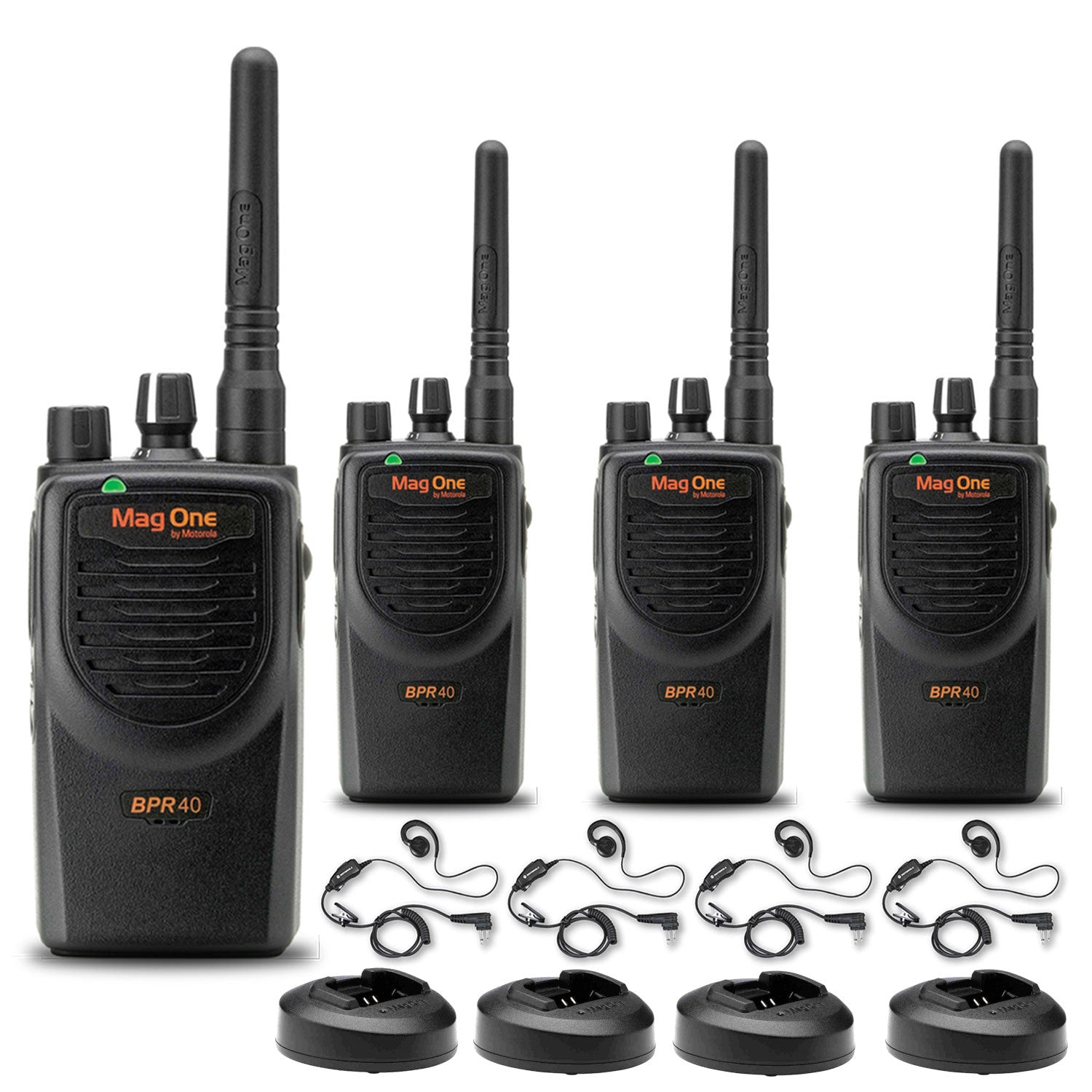 4 x Motorola BPR40 Mag One Series 4W 8-Channel UHF Two-Way Radio - Bundle