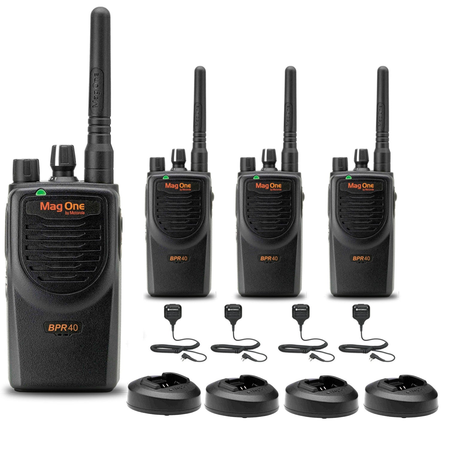 4 x Motorola BPR40 Mag One Series 4W 8-Channel UHF Two-Way Radio - Bundle