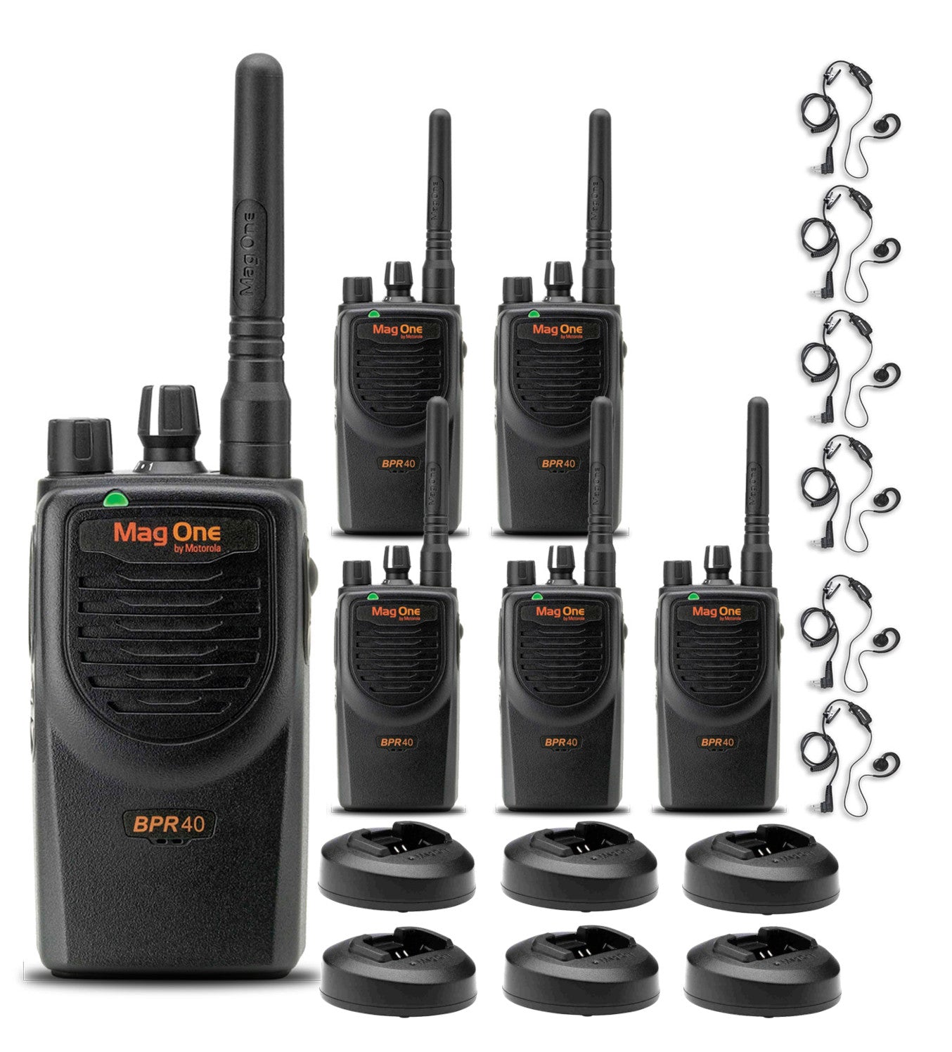 6 x Motorola BPR40 Mag One Series 4W 8-Channel UHF Two-Way Radio - Bundle