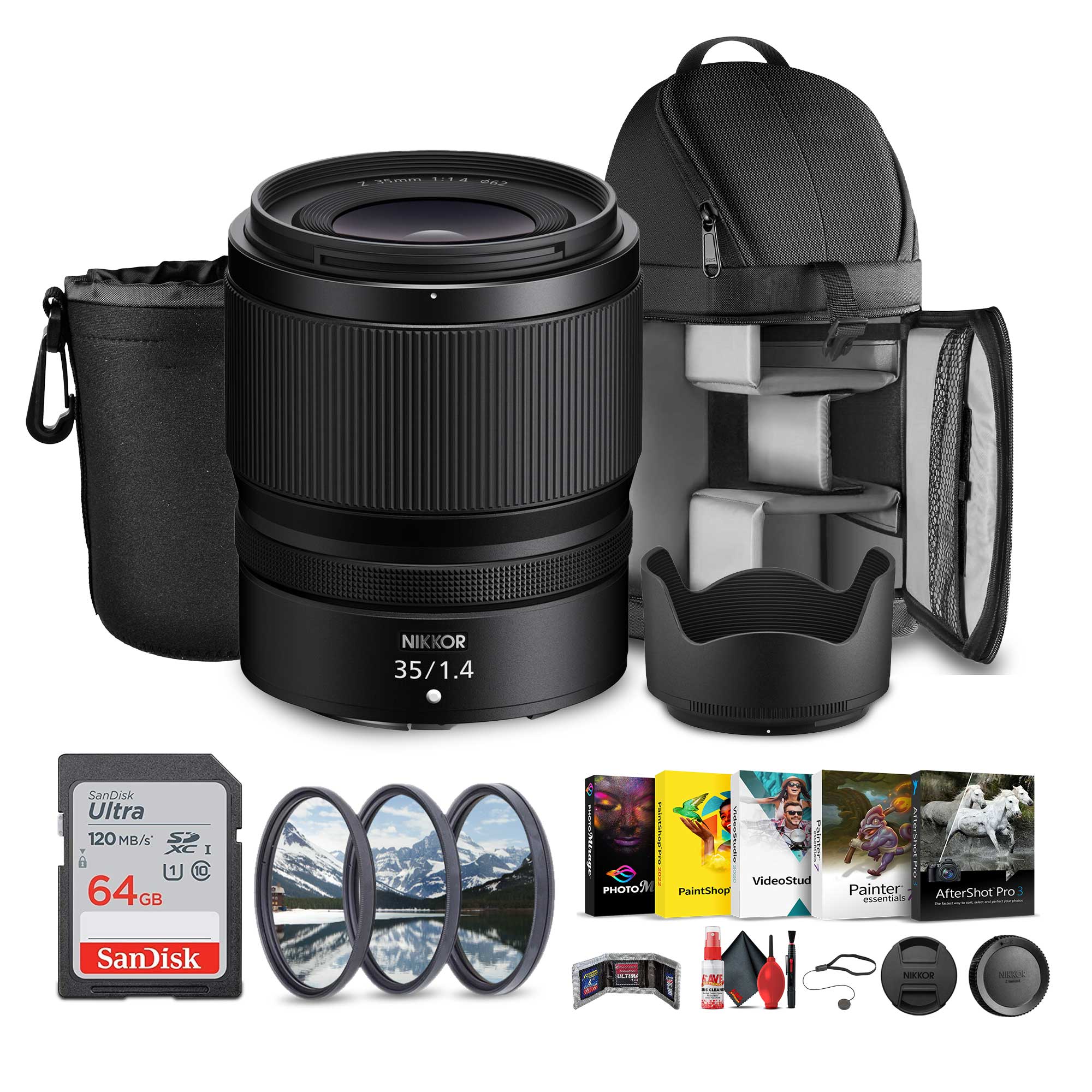 Nikon NIKKOR Z 35mm f/1.4 Lens (Nikon Z) + Sling Backpack + Photography Software + More