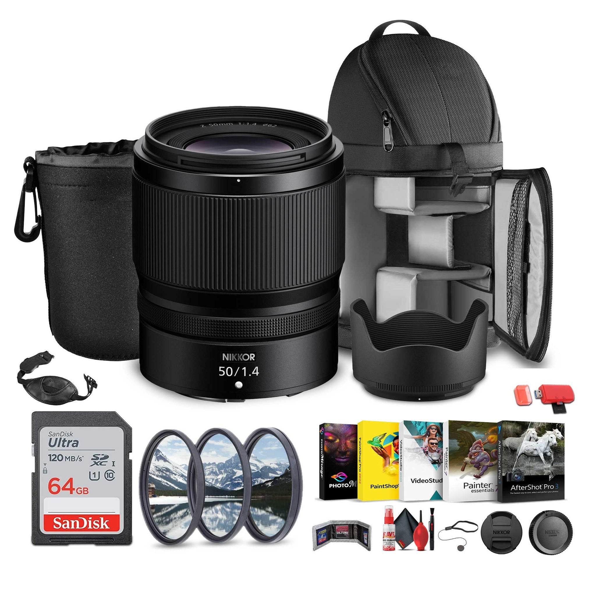 Nikon NIKKOR Z 50mm f/1.4 Mirrorless Camera Lens Nikon Z + Sling Backpack + More - Reconditioned Nikon