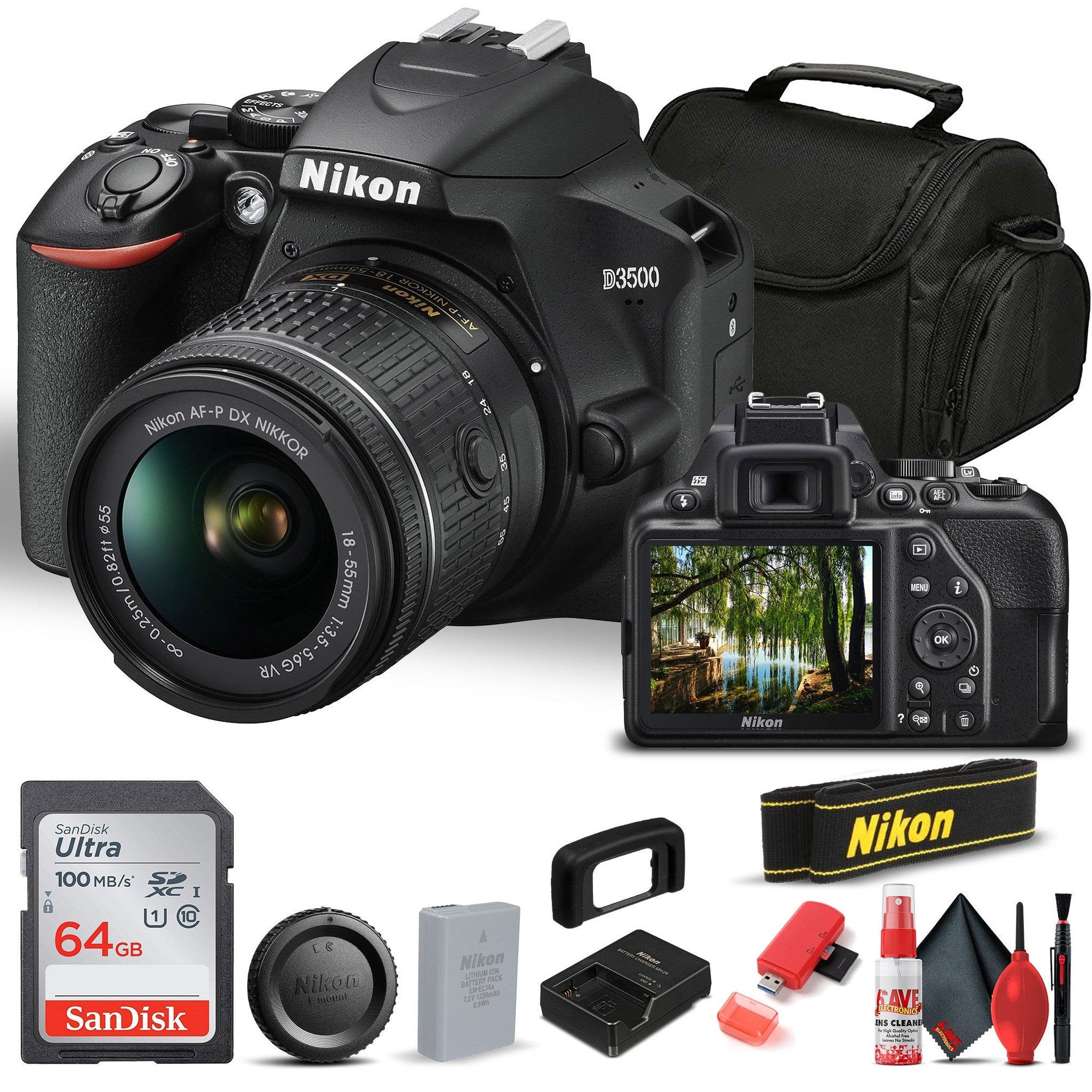 Nikon D3500 DSLR Camera with 18-55mm Lens 1590 Starter Bundle - Reconditioned Nikon
