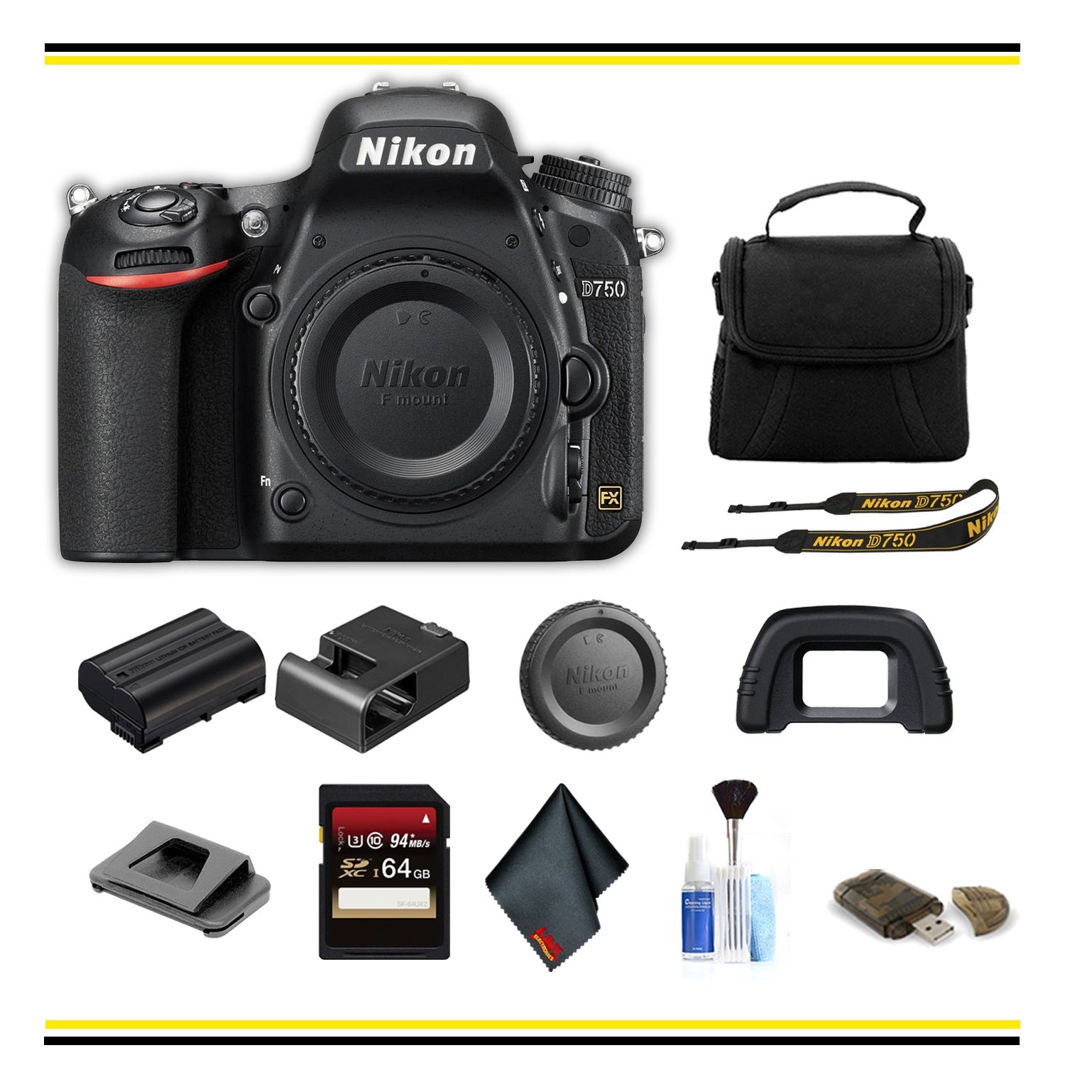 Nikon D750 DSLR Camera (1543 ) Starter Bundle- (International Model )