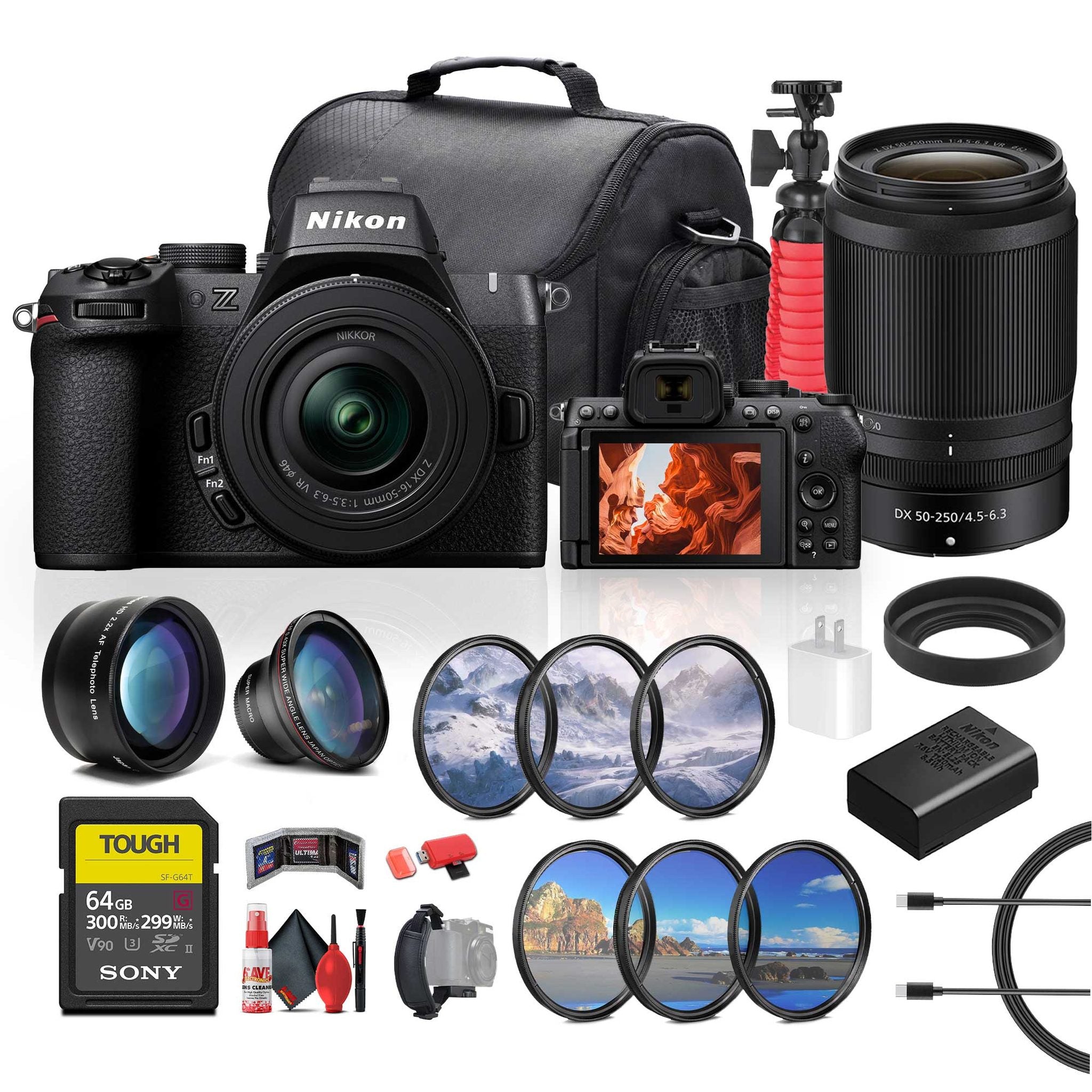 Nikon Z50 II Mirrorless Camera with Nikon Z DX 16-50mm & 50-250mm Lenses + More Nikon