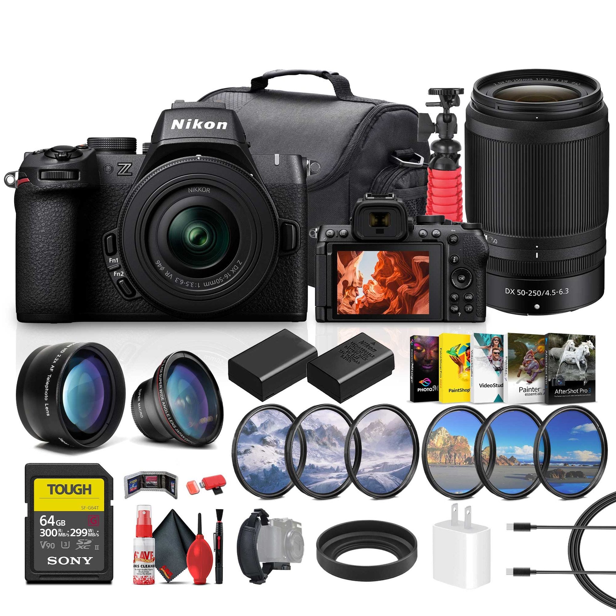 Nikon Z50 II Mirrorless Camera with Nikon Z DX 16-50mm & 50-250mm Lenses + More Nikon