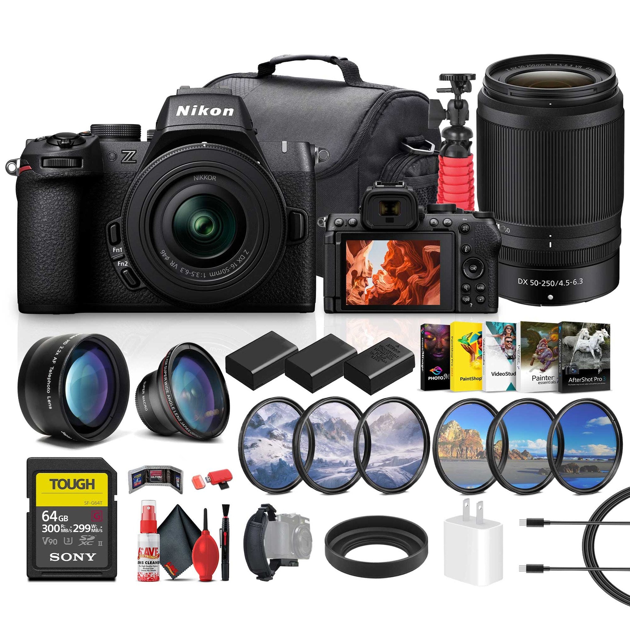 Nikon Z50 II Mirrorless Camera with Nikon Z DX 16-50mm & 50-250mm Lenses + More Nikon