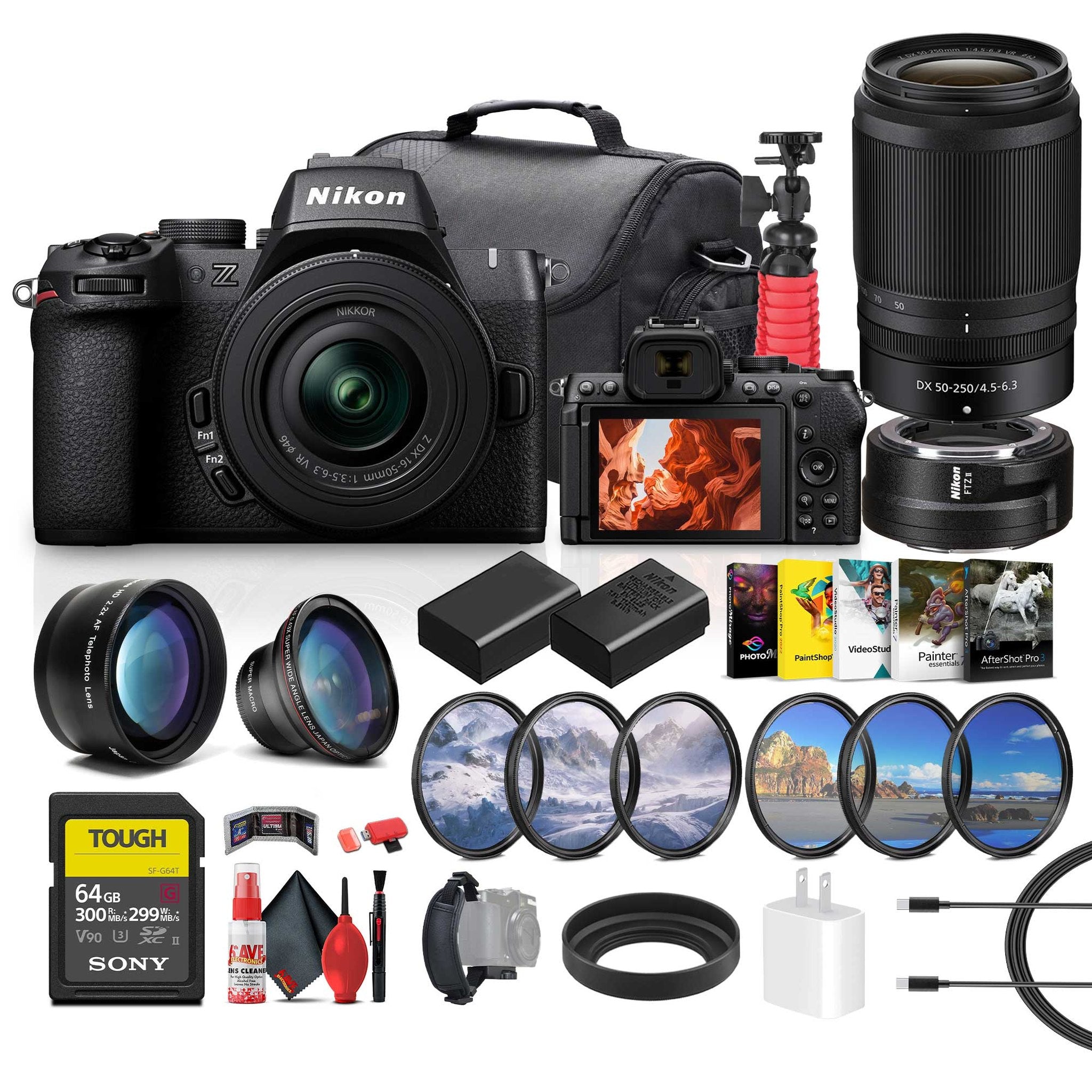 Nikon Z50 II Mirrorless Camera with Nikon Z DX 16-50mm & 50-250mm Lenses + More Nikon