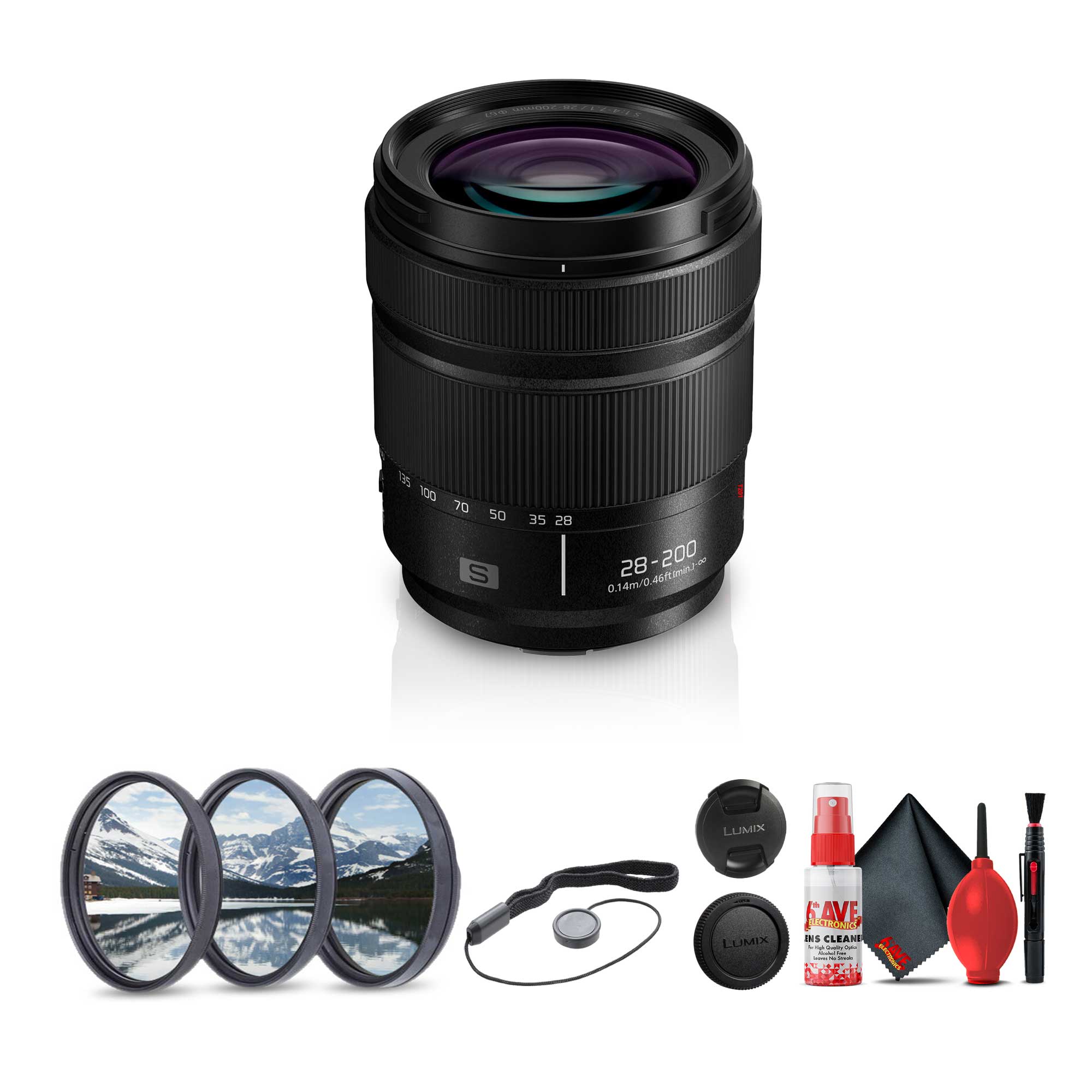 Panasonic Lumix S 28-200mm f/4-7.1 MACRO O.I.S. Lens (L-Mount) + Lens Filter Kit + More