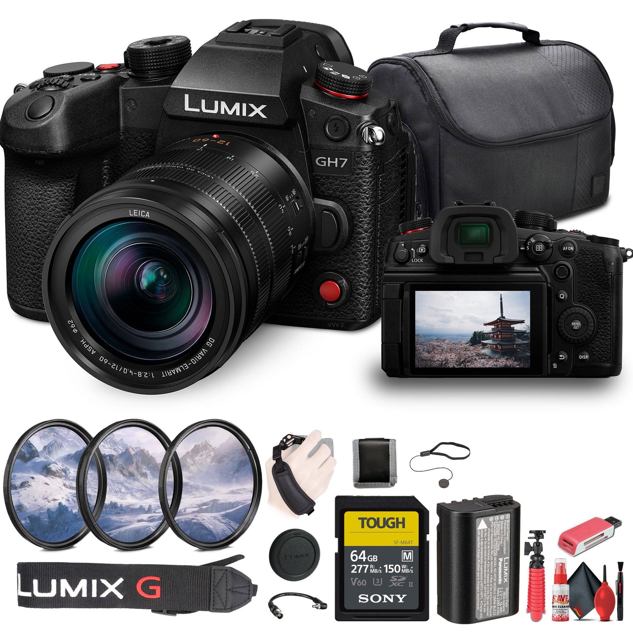 Panasonic Lumix GH7 Mirrorless Micro Four Thirds Camera with 12-60mm f/2.8-4 Lens Bundle Panasonic