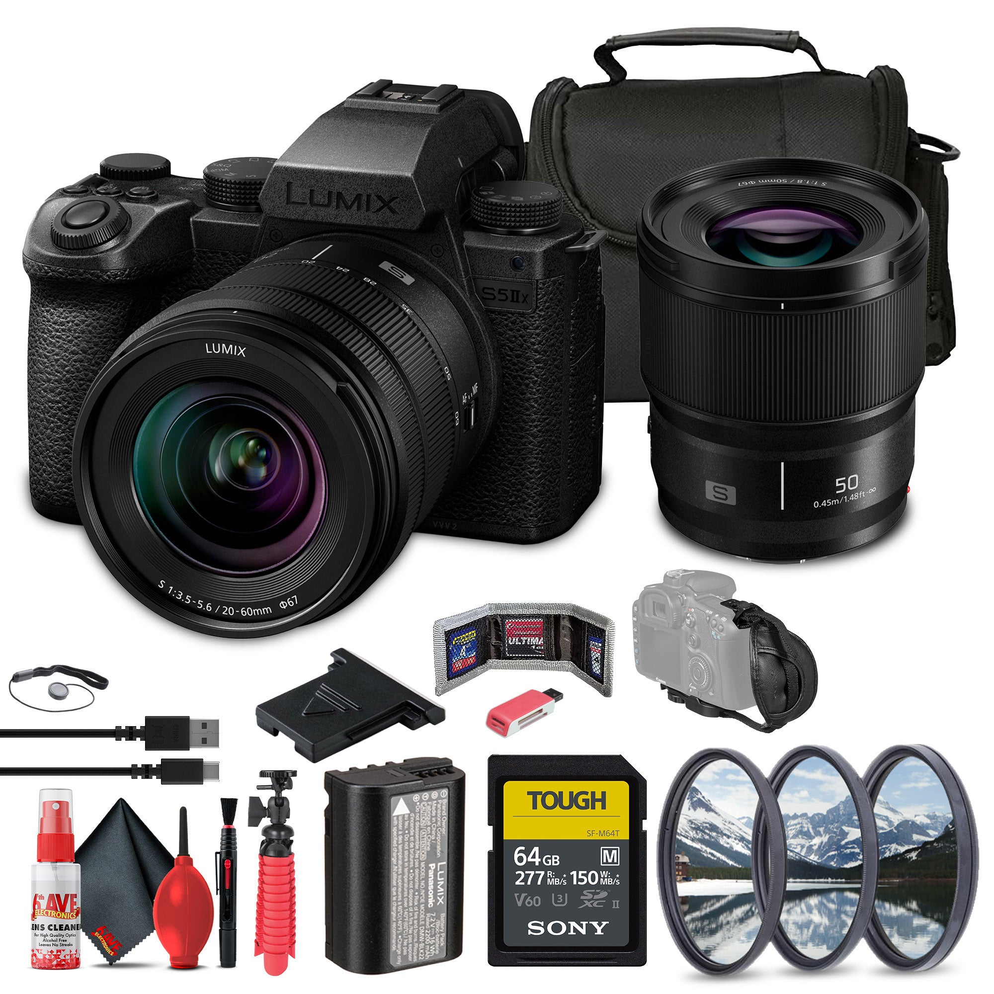 Panasonic Lumix S5 IIX Mirrorless Camera with 20-60mm and 50mm Lenses Kit