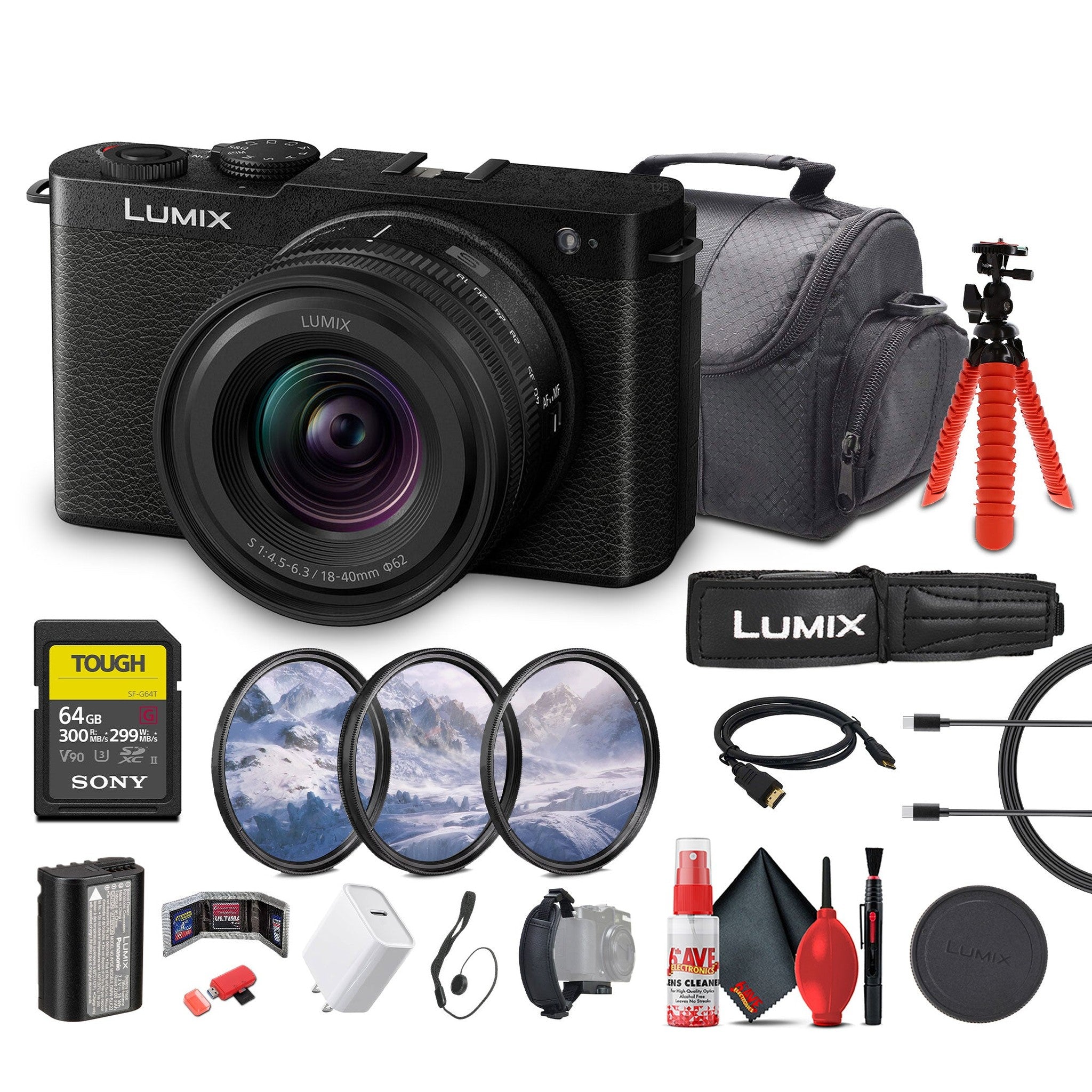 Panasonic Lumix S9 Mirrorless Camera with 18-40mm f/4.5-6.3 Lens Black + More Panasonic