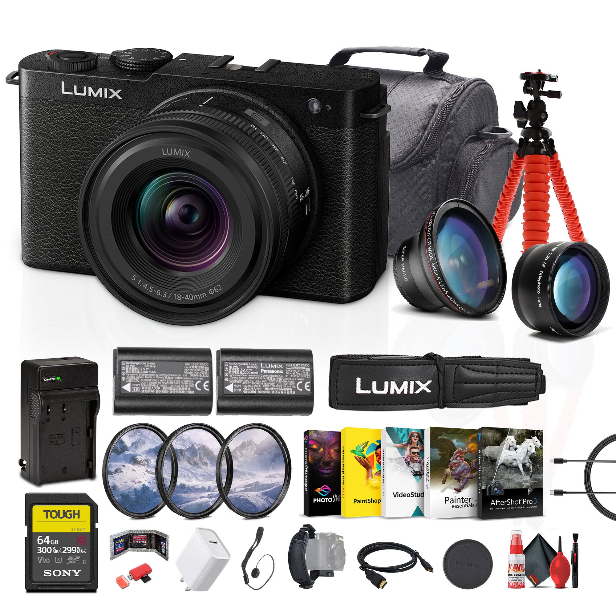 Panasonic Lumix S9 Mirrorless Camera with 18-40mm f/4.5-6.3 Lens (Black) + More