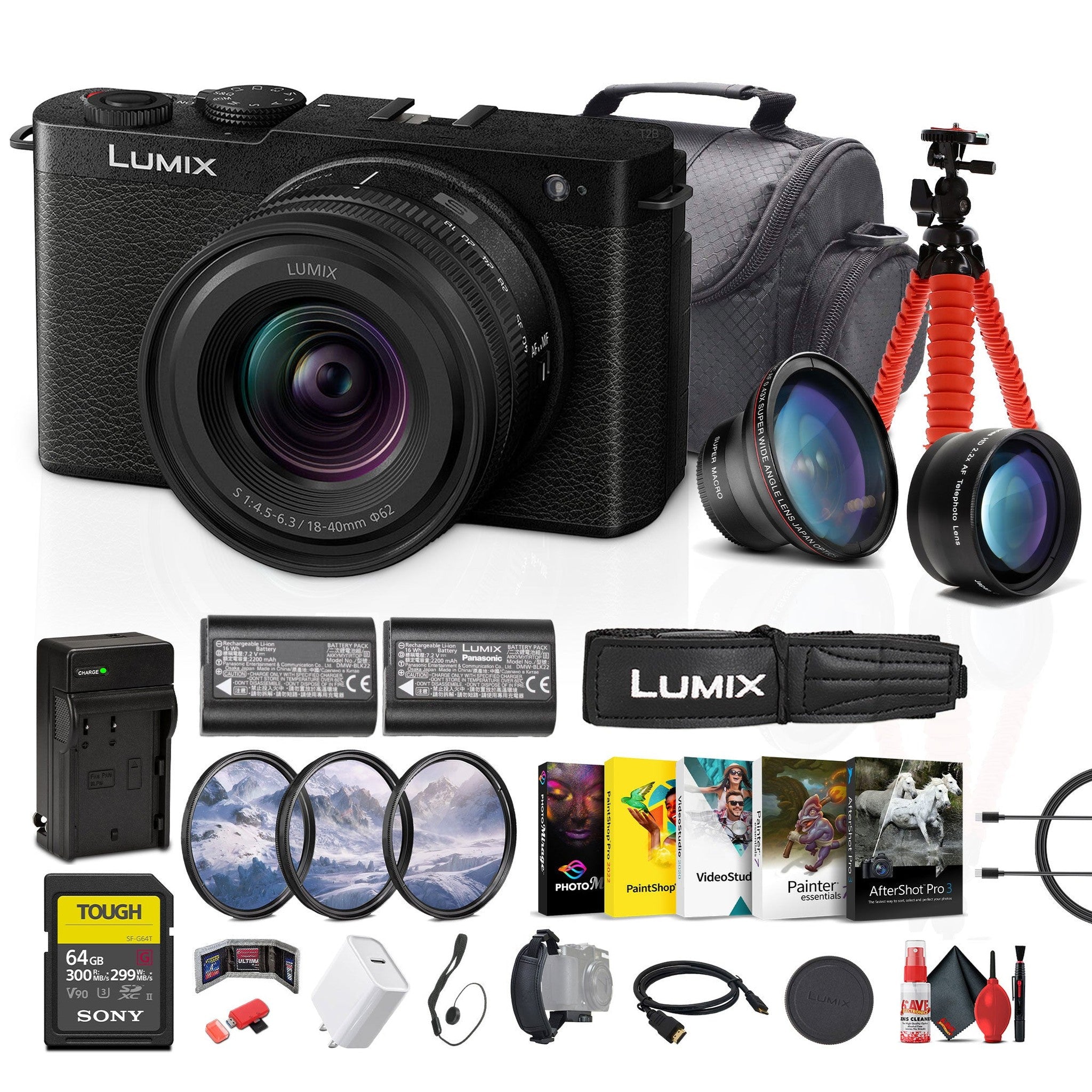 Panasonic Lumix S9 Mirrorless Camera with 18-40mm f/4.5-6.3 Lens Black + More Panasonic