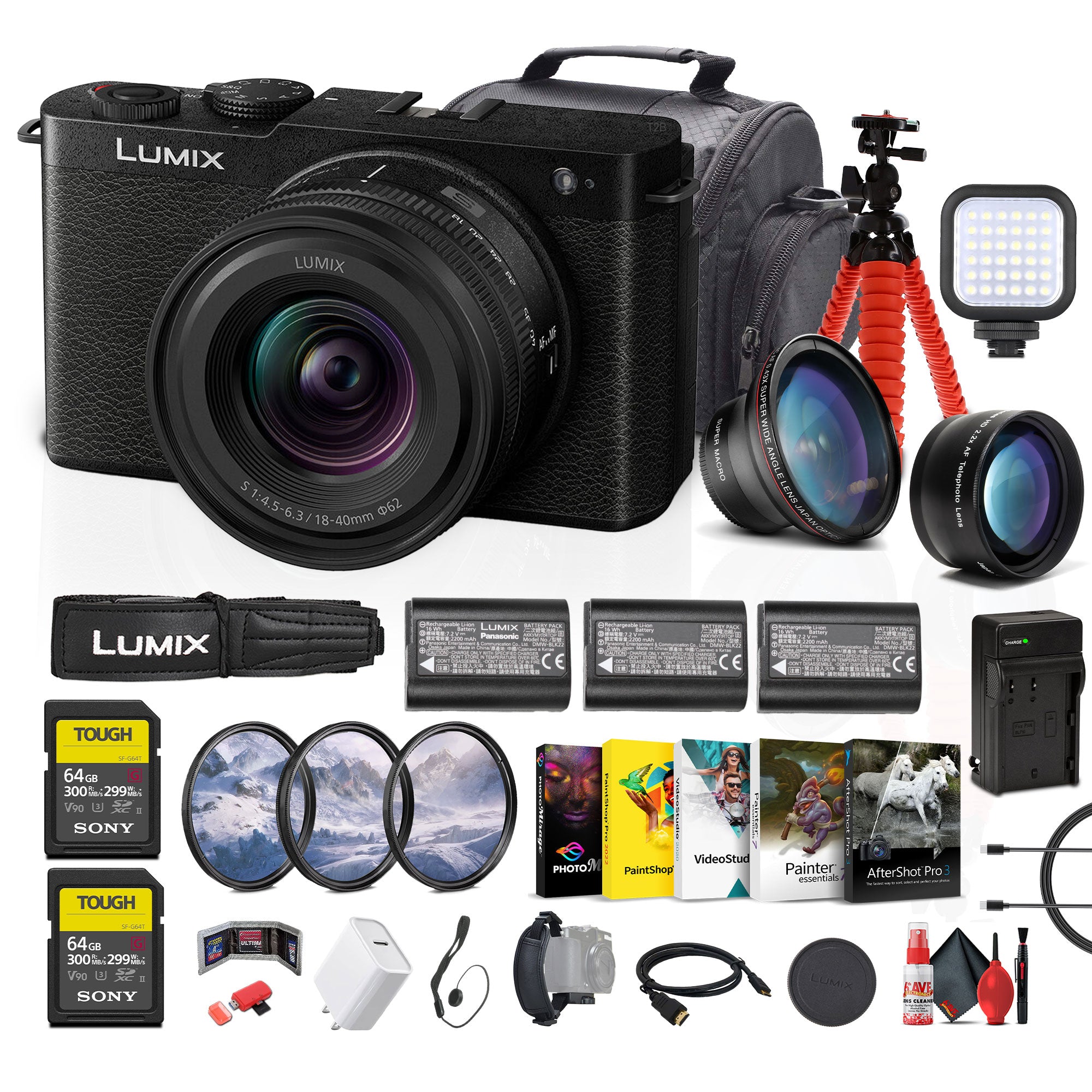 Panasonic Lumix S9 Mirrorless Camera with 18-40mm f/4.5-6.3 Lens Black + More