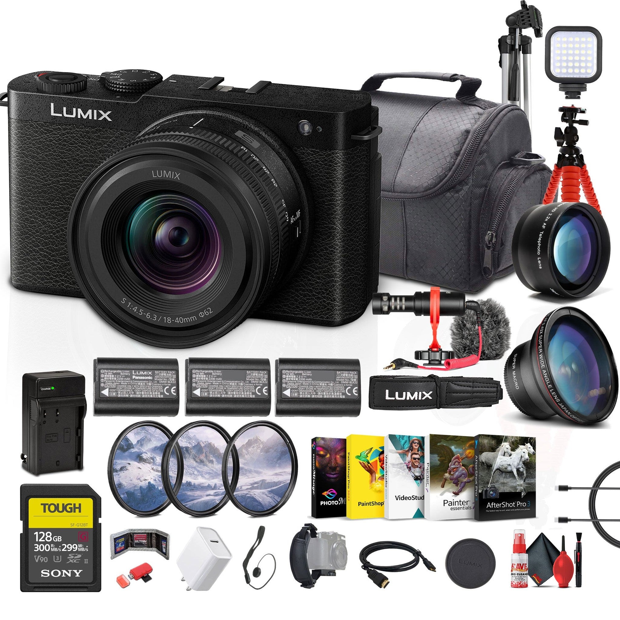 Panasonic Lumix S9 Mirrorless Camera with 18-40mm f/4.5-6.3 Lens Black + More Panasonic