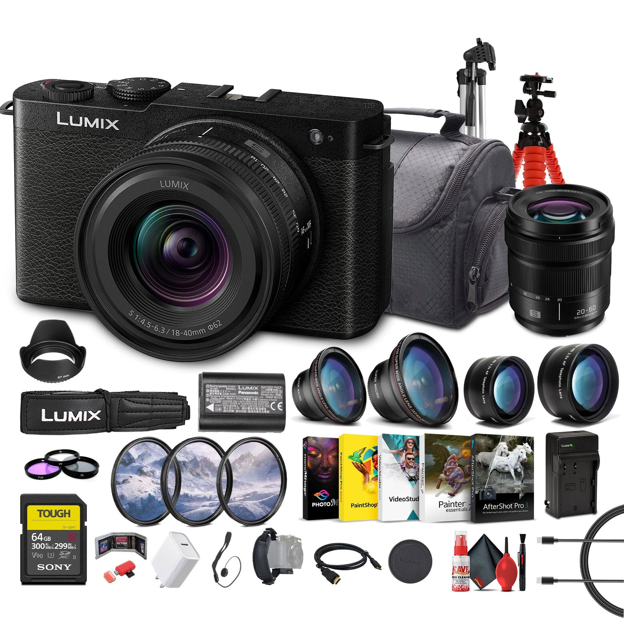 Panasonic Lumix S9 Mirrorless Camera with 18-40mm f/4.5-6.3 Lens Black + More Panasonic