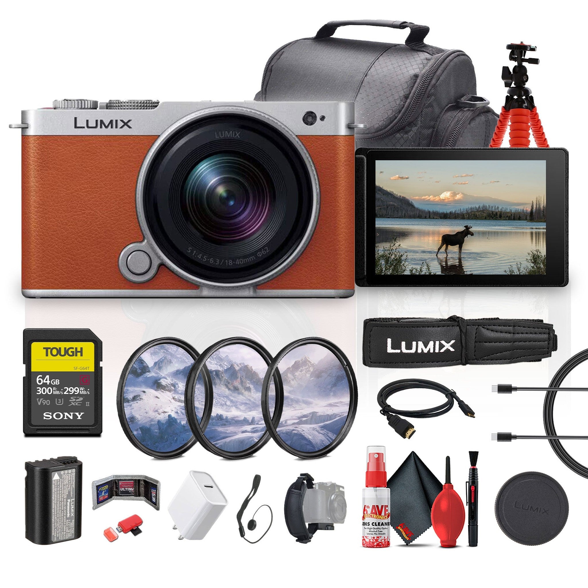 Panasonic Lumix S9 Mirrorless Camera with 18-40mm f/4.5-6.3 Lens Orange + More