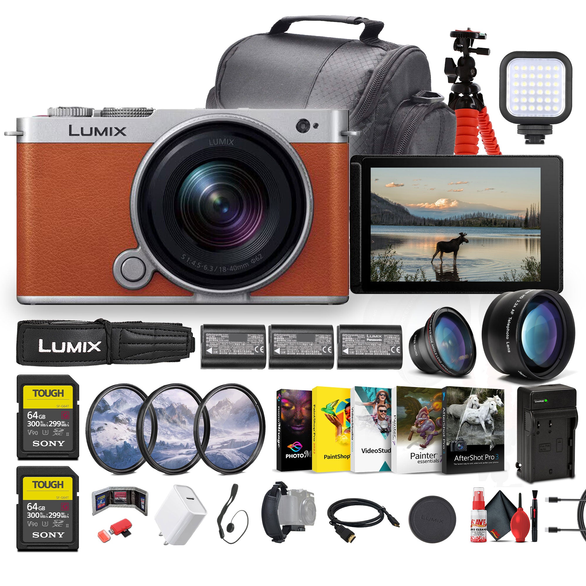 Panasonic Lumix S9 Mirrorless Camera with 18-40mm f/4.5-6.3 Lens Orange + More