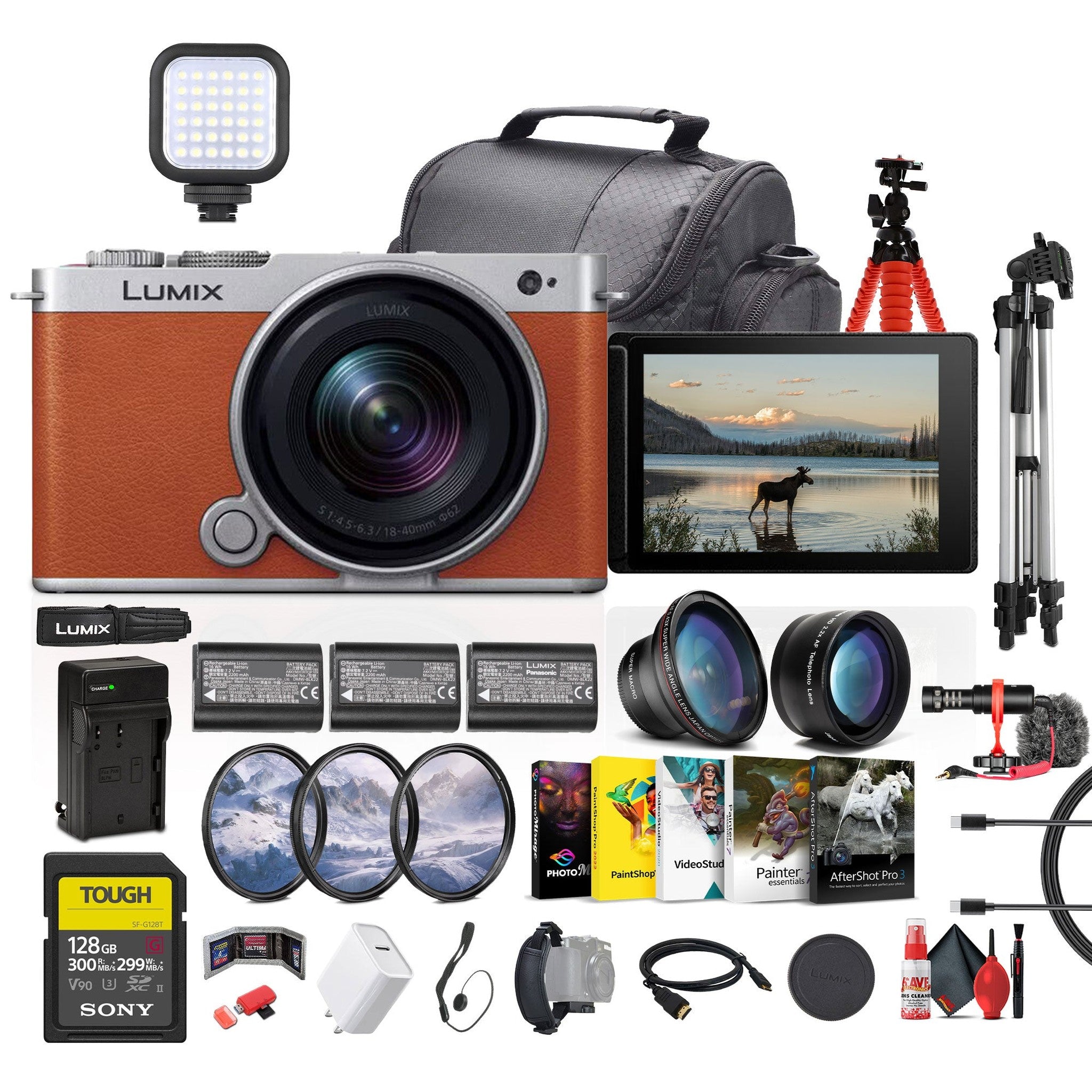 Panasonic Lumix S9 Mirrorless Camera with 18-40mm f/4.5-6.3 Lens Orange + More