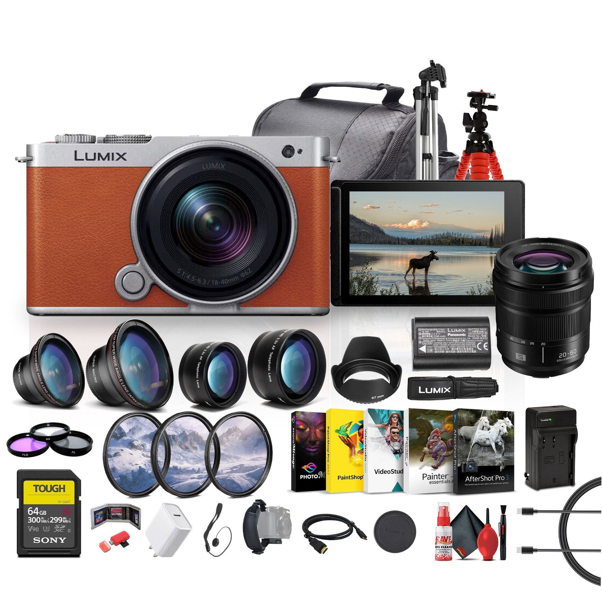 Panasonic Lumix S9 Mirrorless Camera with 18-40mm f/4.5-6.3 Lens Orange + More
